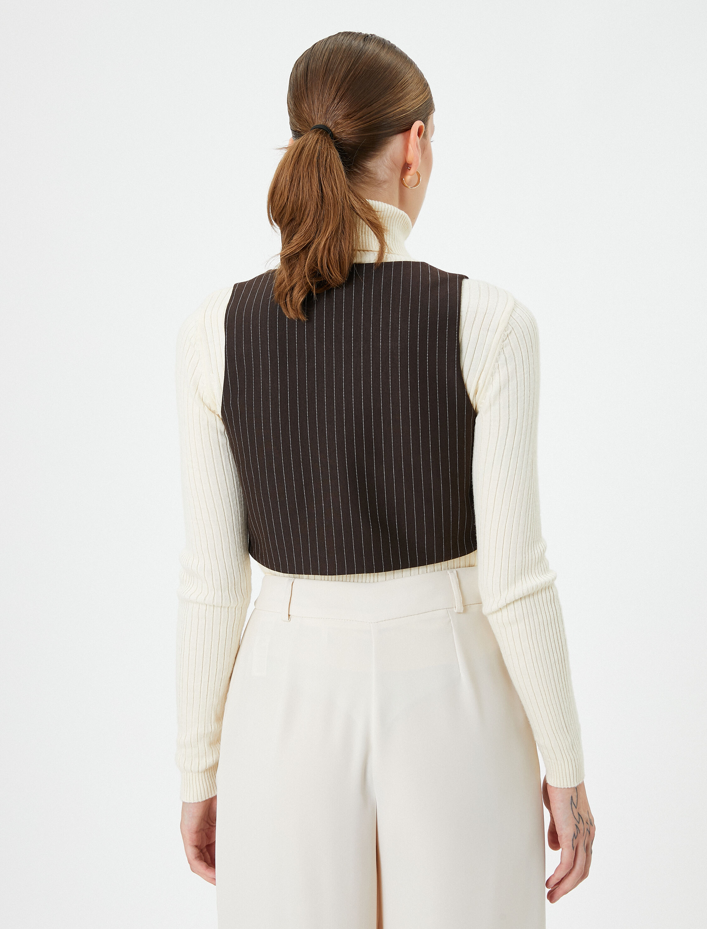   Crop Yelek Düğmeli Mini Cepli