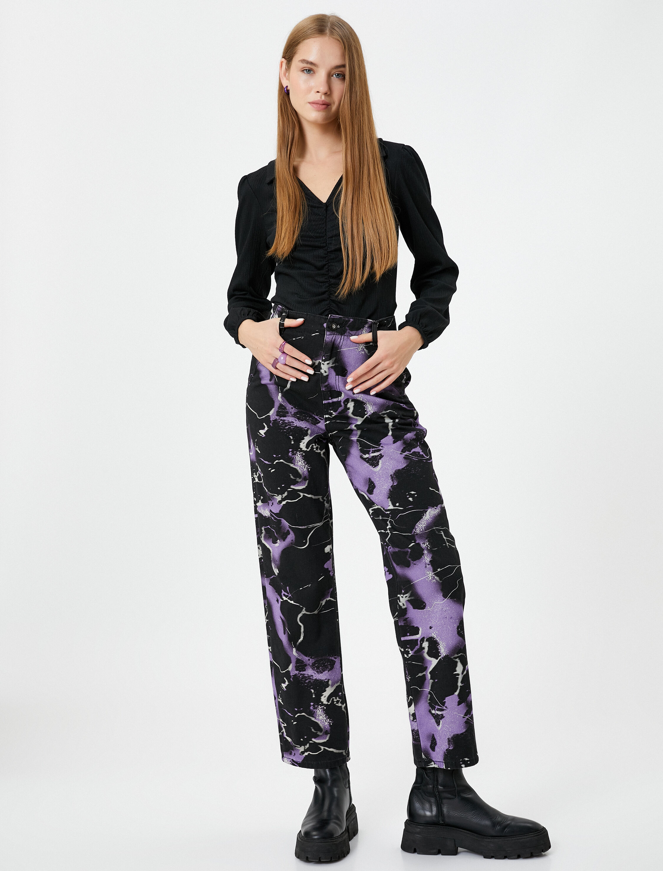   Bluz Drape Detaylı Gömlek Yaka Uzun Kollu Bürümcük