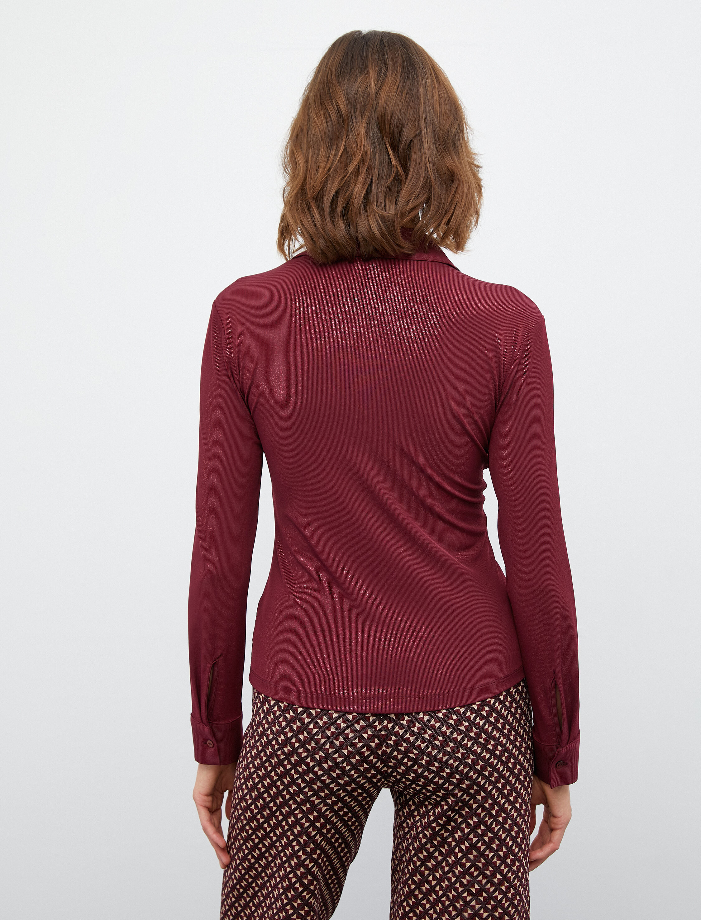   Melis Ağazat X Koton - Uzun Kollu Düğmeli Simli Gömlek