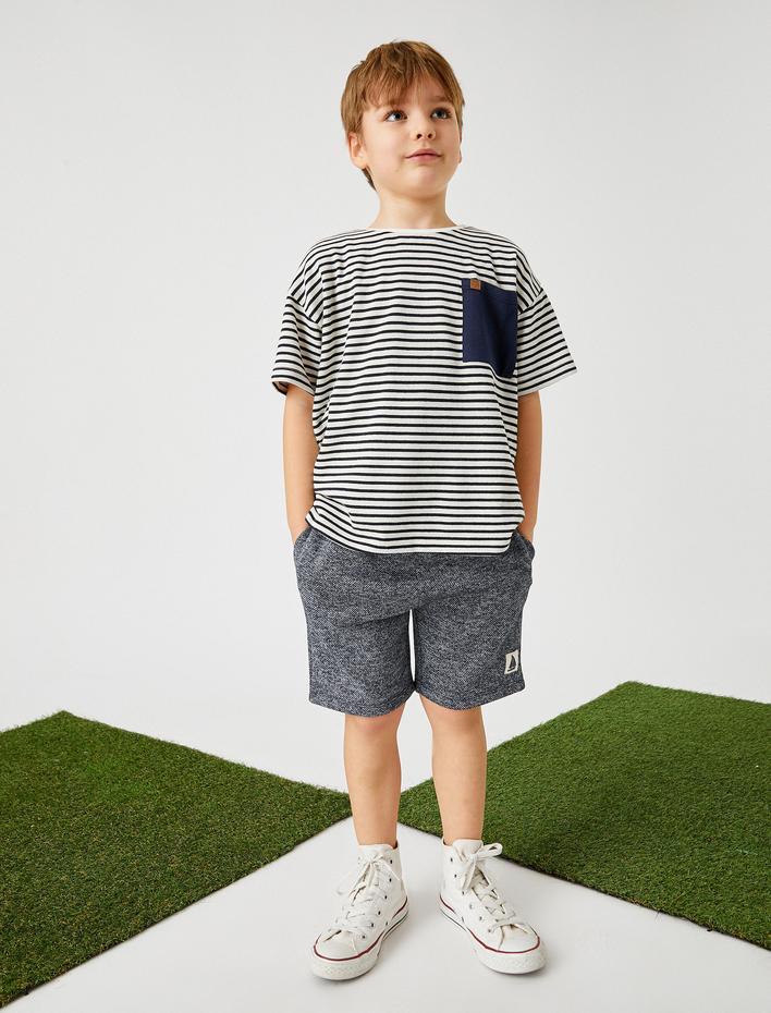Erkek Çocuk Şort Diz Üstü Beli Lastikli Cepli