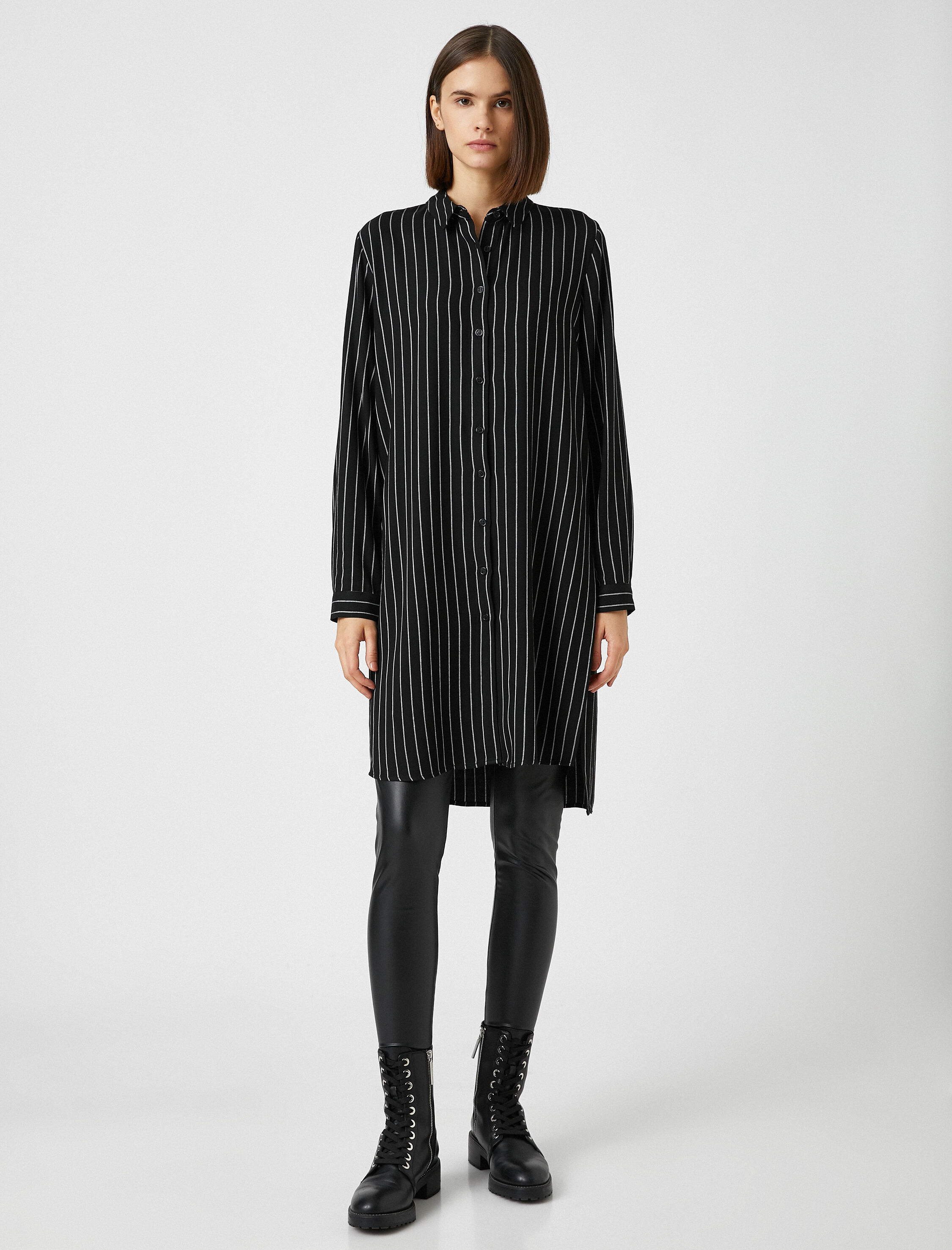   Gömlek Yaka Çizgili Tunik