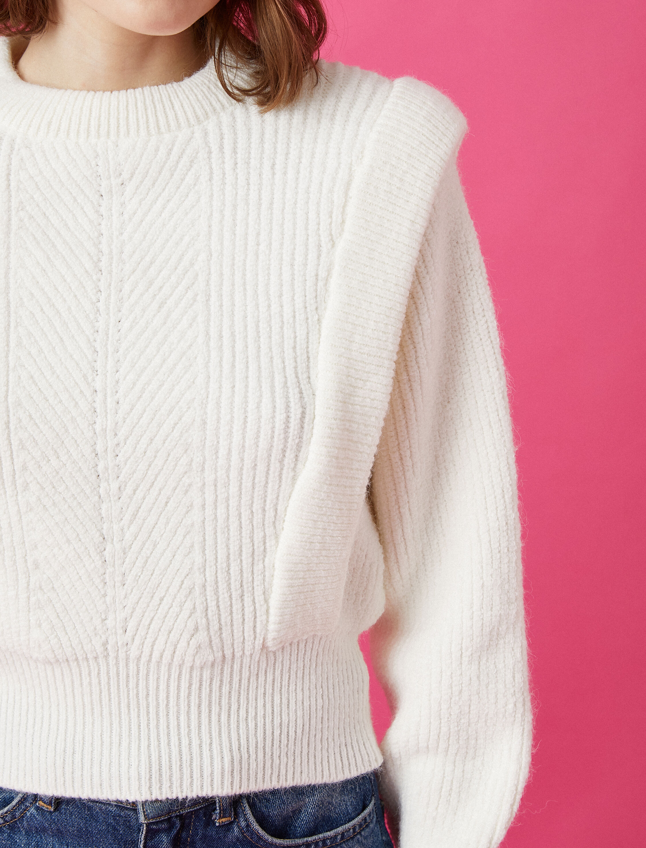   Bisiklet Yaka Vatkalı Oversize Triko Kazak