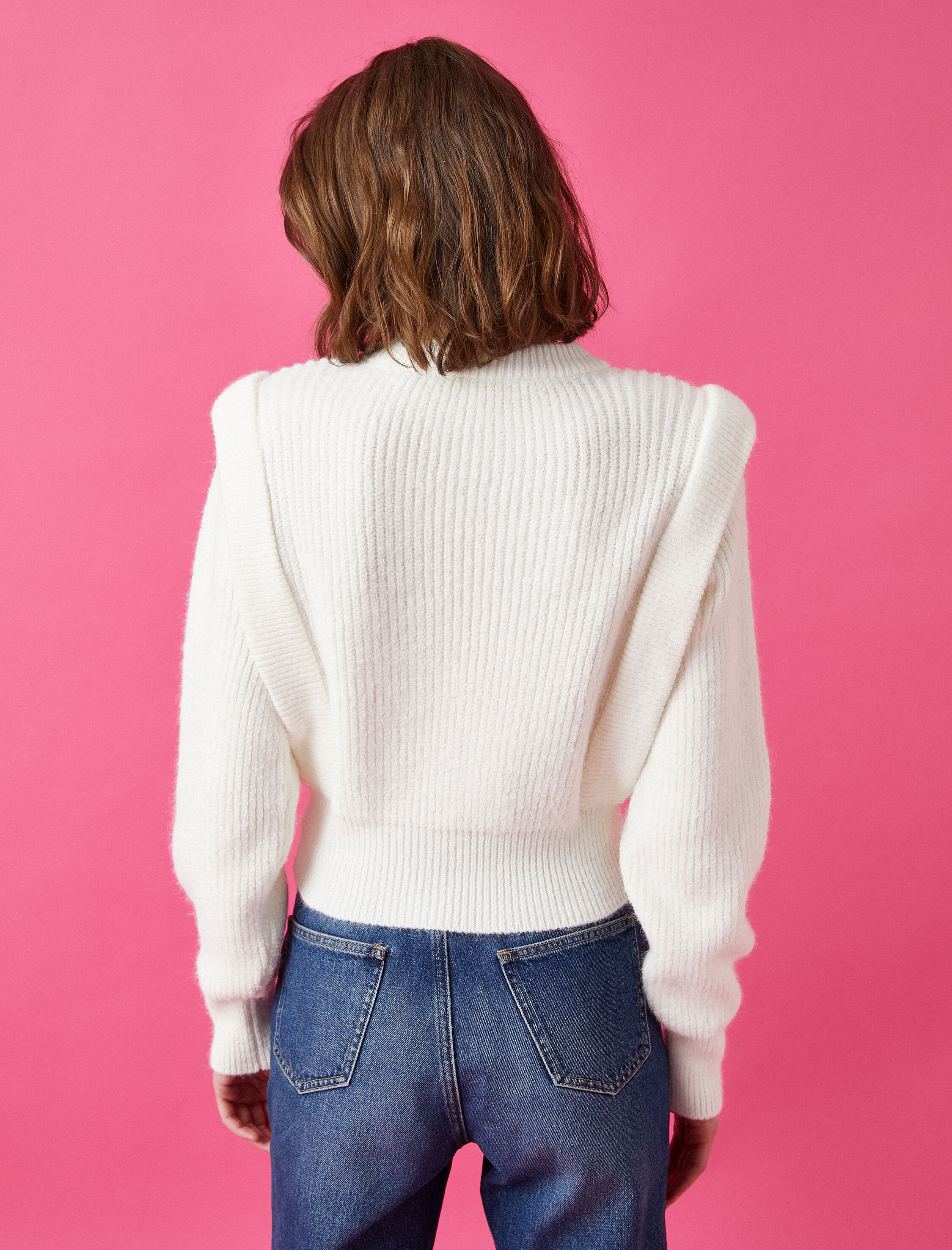   Bisiklet Yaka Vatkalı Oversize Triko Kazak