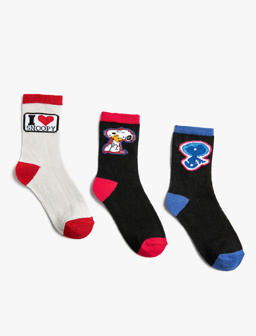  Kız Çocuk 3'lü Snoopy Lisanslı Çorap Seti