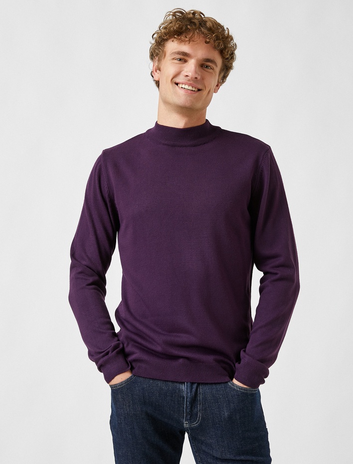  Basic Triko Kazak Yarım Balıkçı Yaka Uzun Kollu