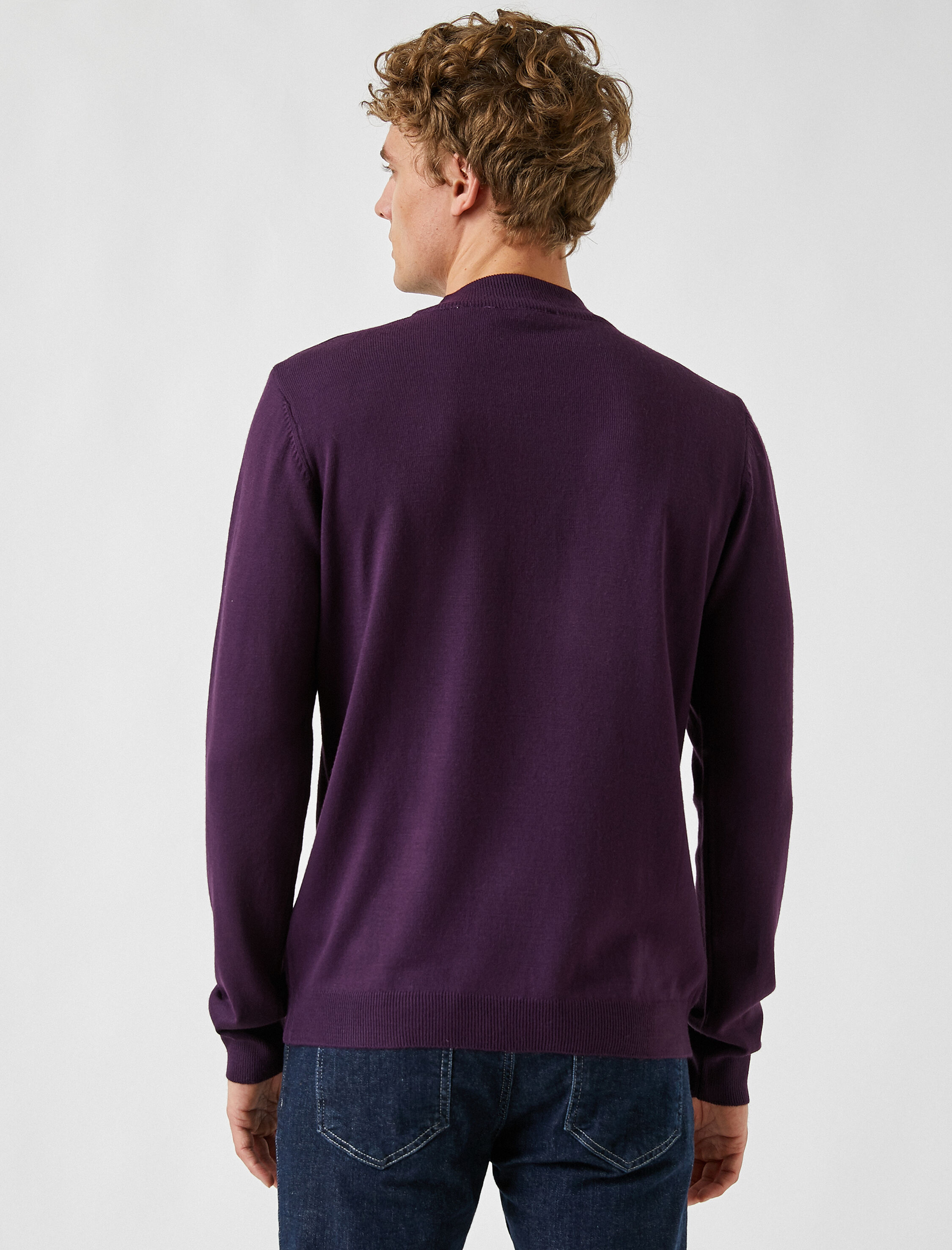   Basic Triko Kazak Yarım Balıkçı Yaka Uzun Kollu