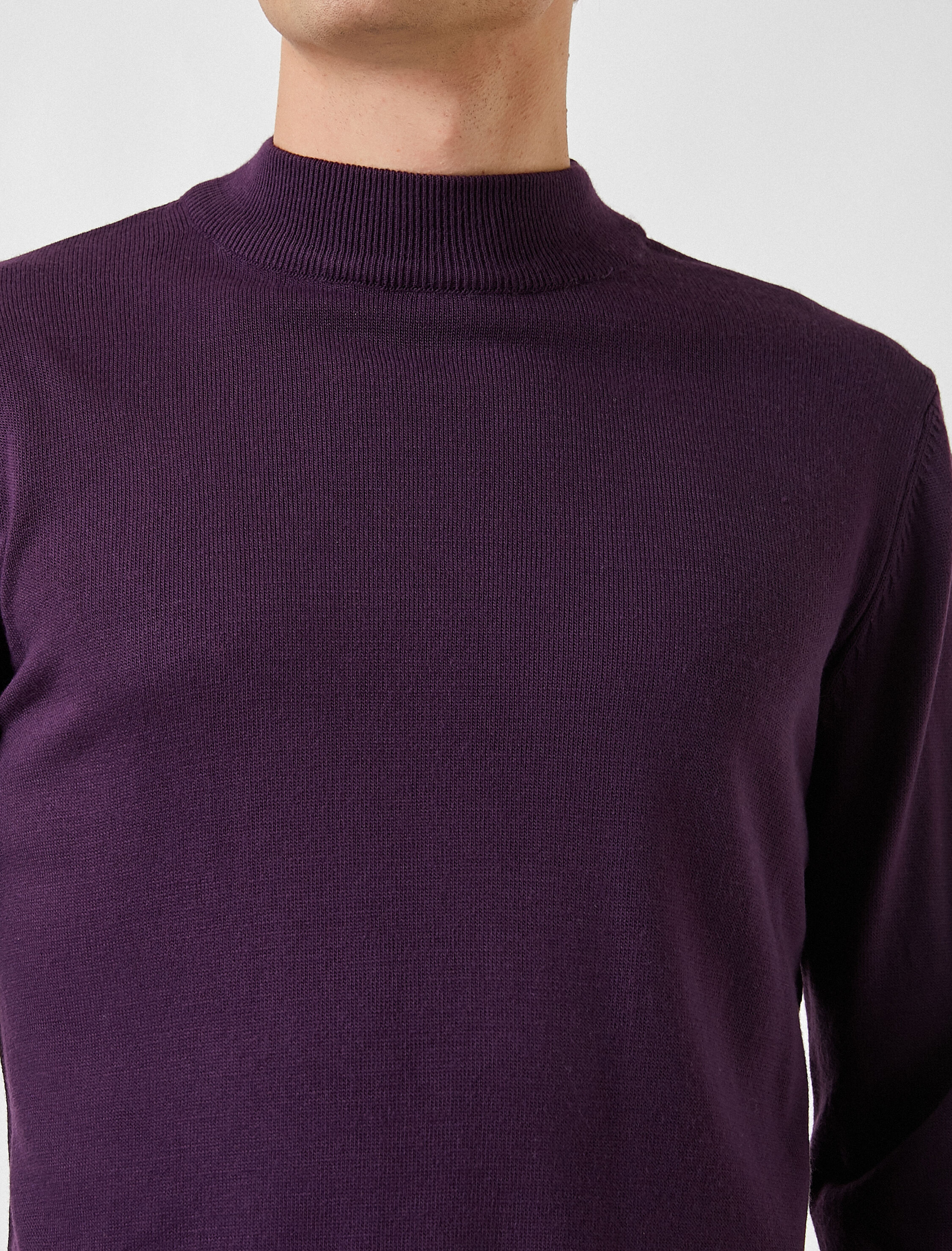   Basic Triko Kazak Yarım Balıkçı Yaka Uzun Kollu