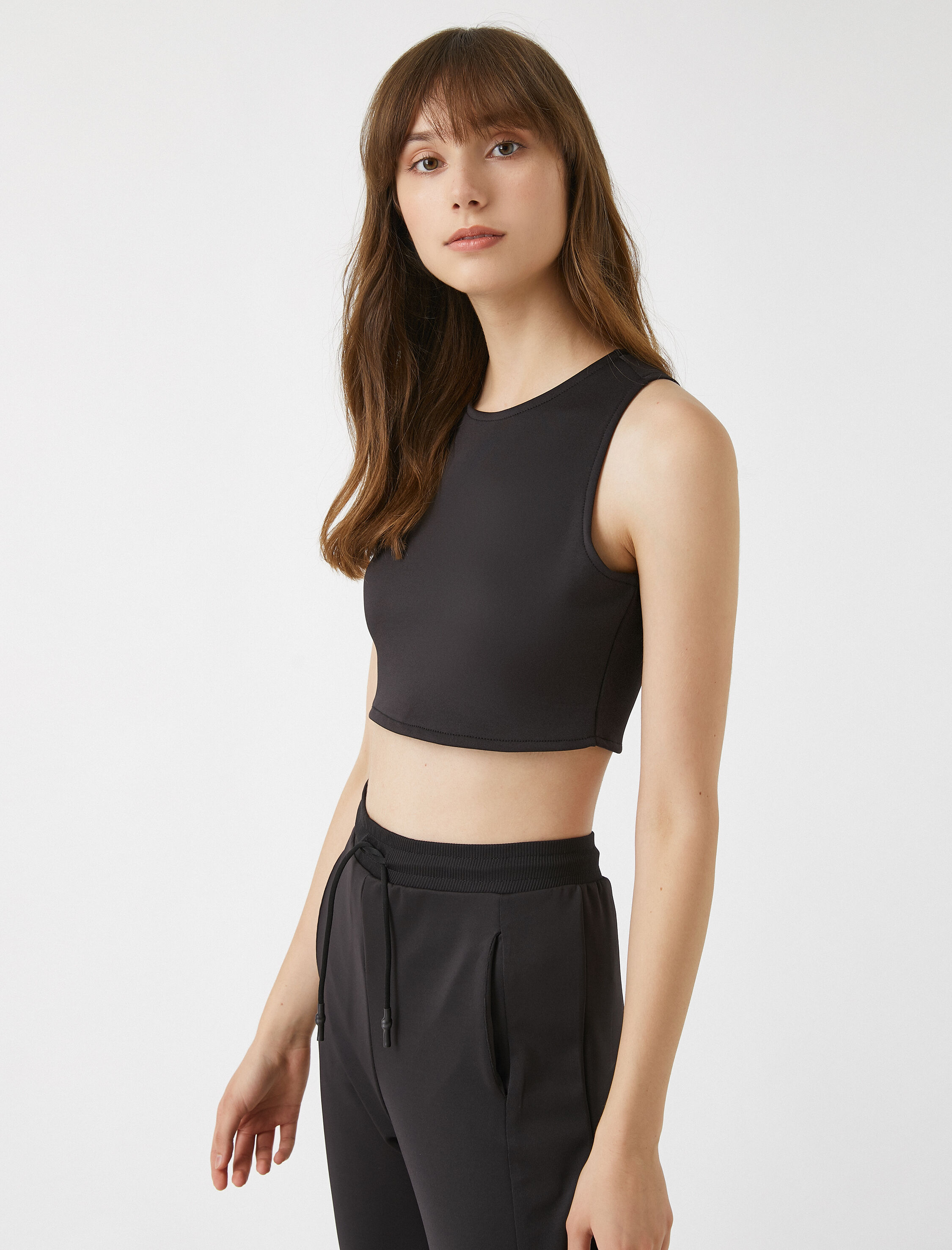   Crop Atlet Bisiklet Yaka Basic