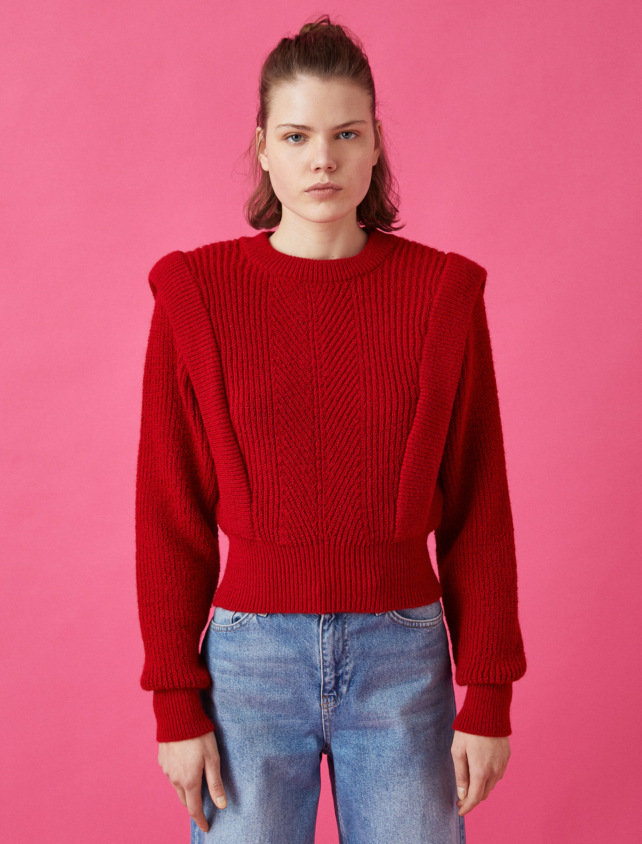   Bisiklet Yaka Vatkalı Oversize Triko Kazak