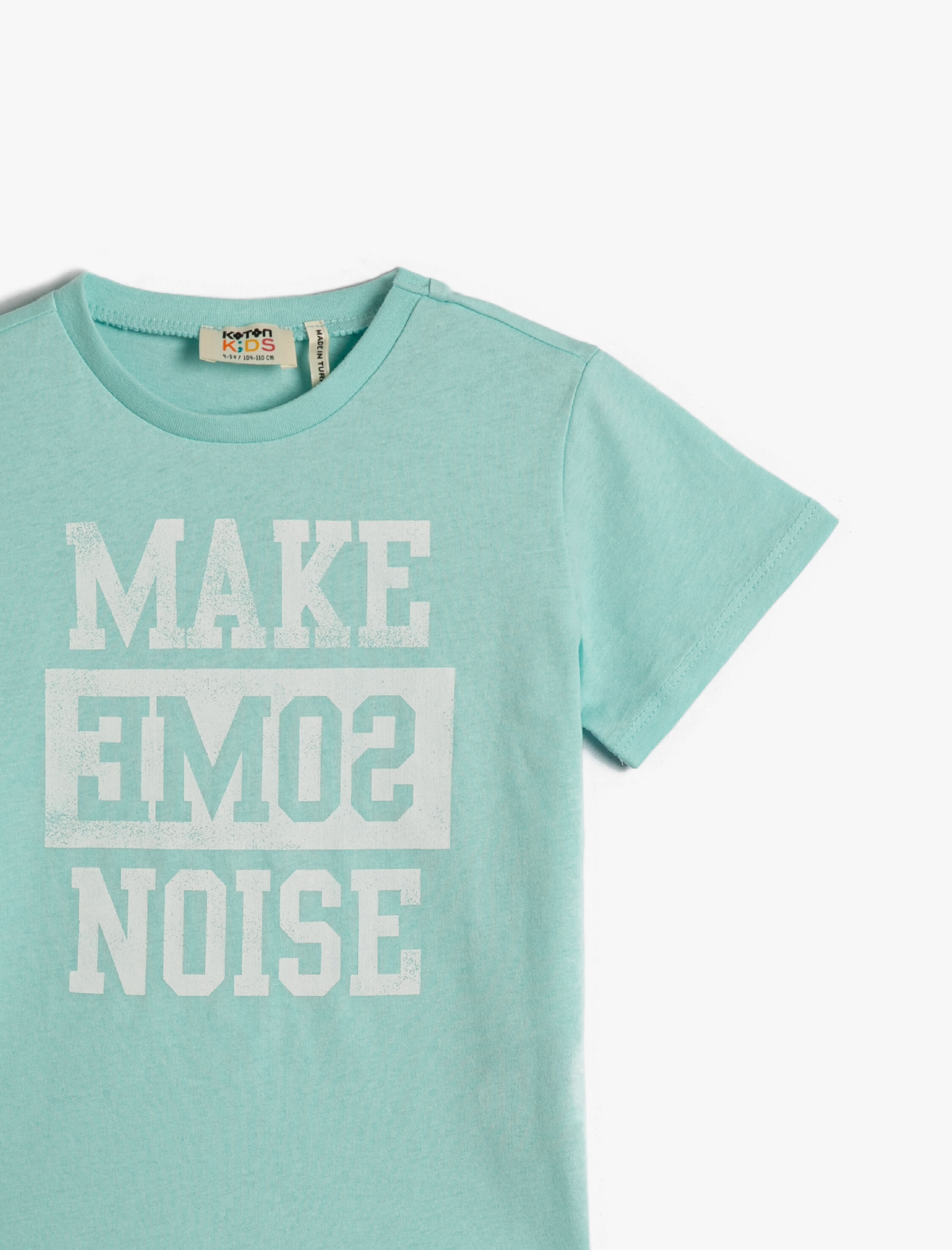  Erkek Çocuk Slogan Baskılı Kısa Kollu Tişört Pamuklu