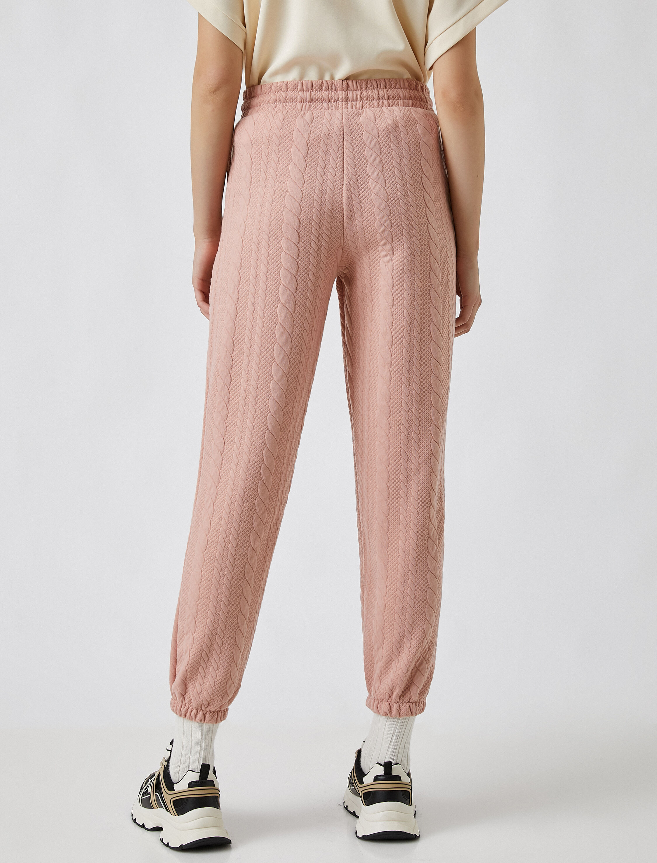   Örgü Desenli Belden Bağlamalı Jogger Eşofman Altı