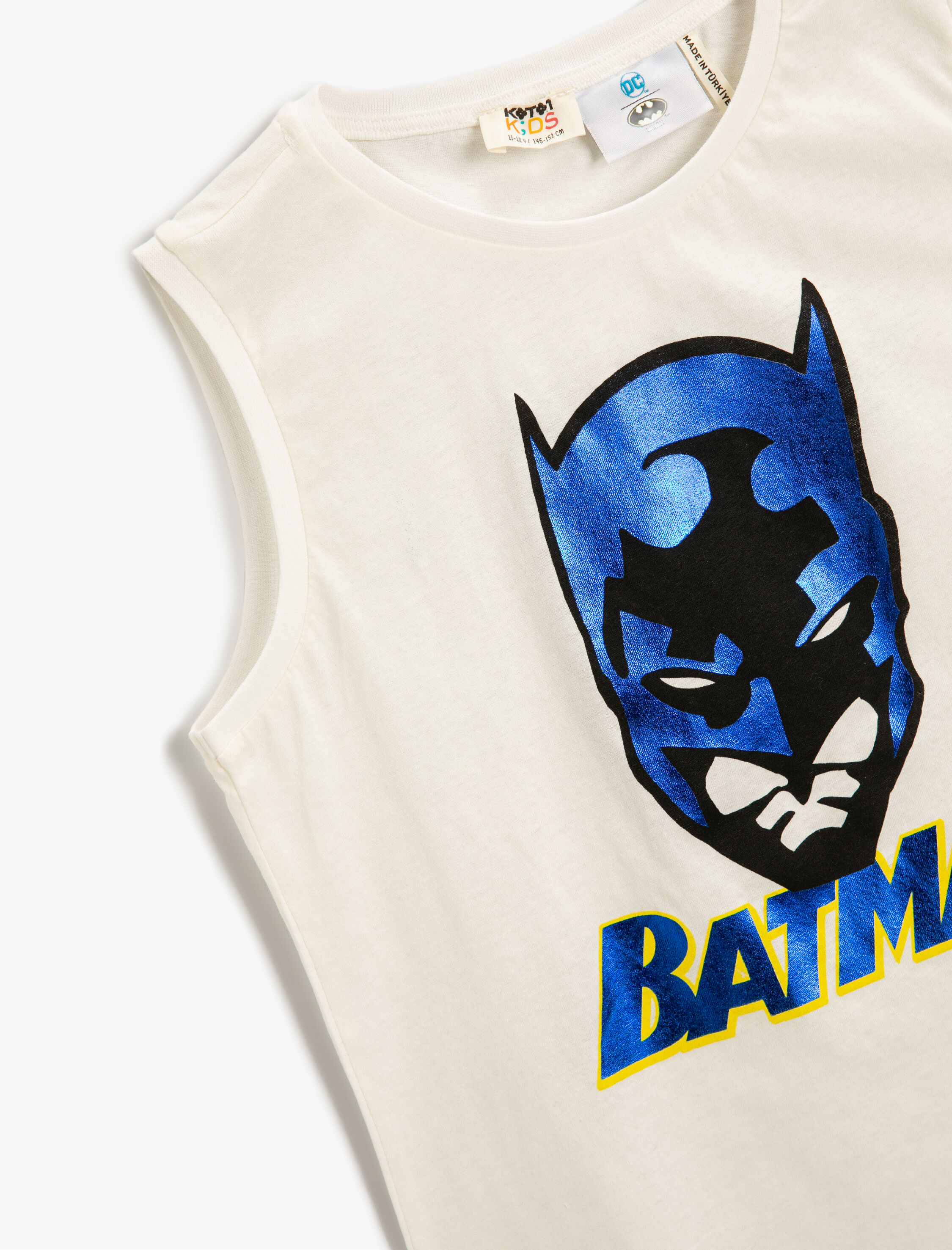  Erkek Çocuk Batman Baskılı Üst Lisanslı Kolsuz Bisiklet Yaka Pamuklu