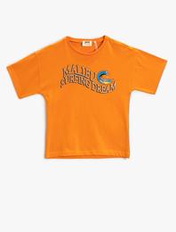 Baskılı Tişört Kısa Kollu Bisiklet Yaka Pamuklu