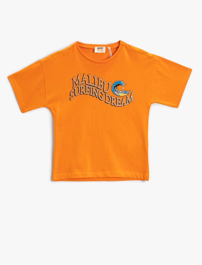 Erkek Çocuk Baskılı Tişört Kısa Kollu Bisiklet Yaka Pamuklu