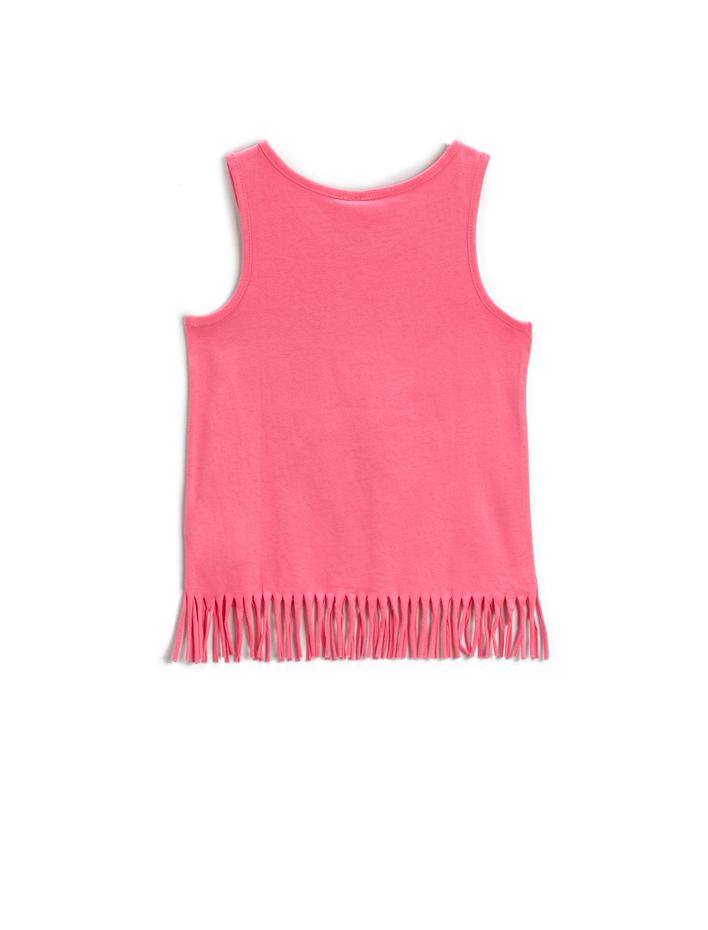 Kız Çocuk Kelebek Baskılı Püsküllü Atlet Bisiklet Yaka Pamuklu