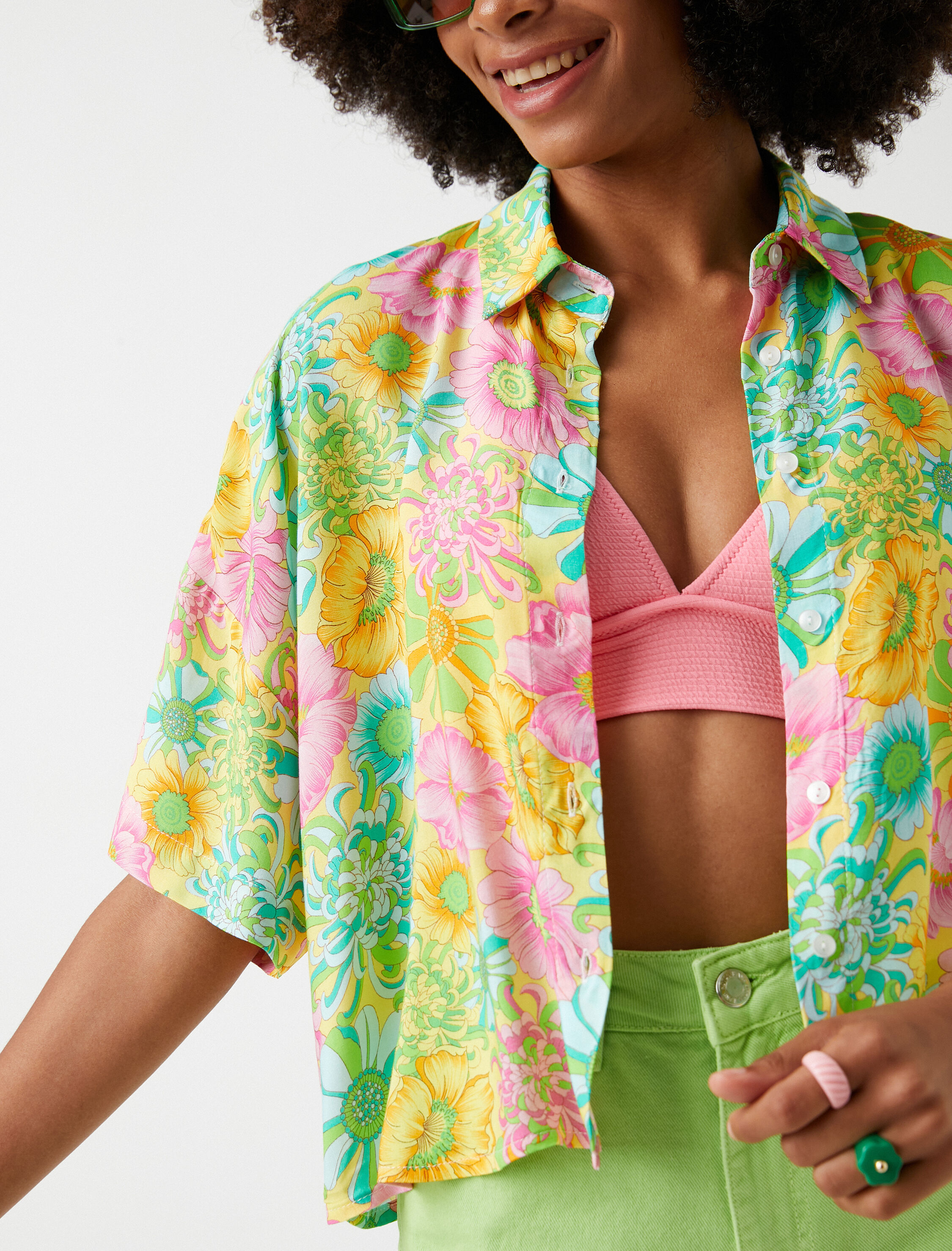   Crop Gömlek Kısa Kollu