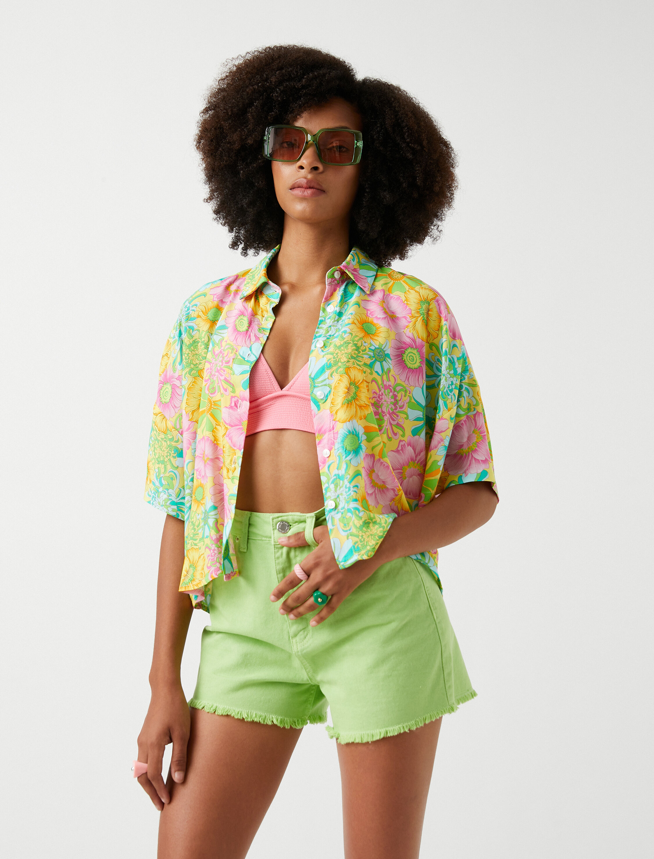   Crop Gömlek Kısa Kollu