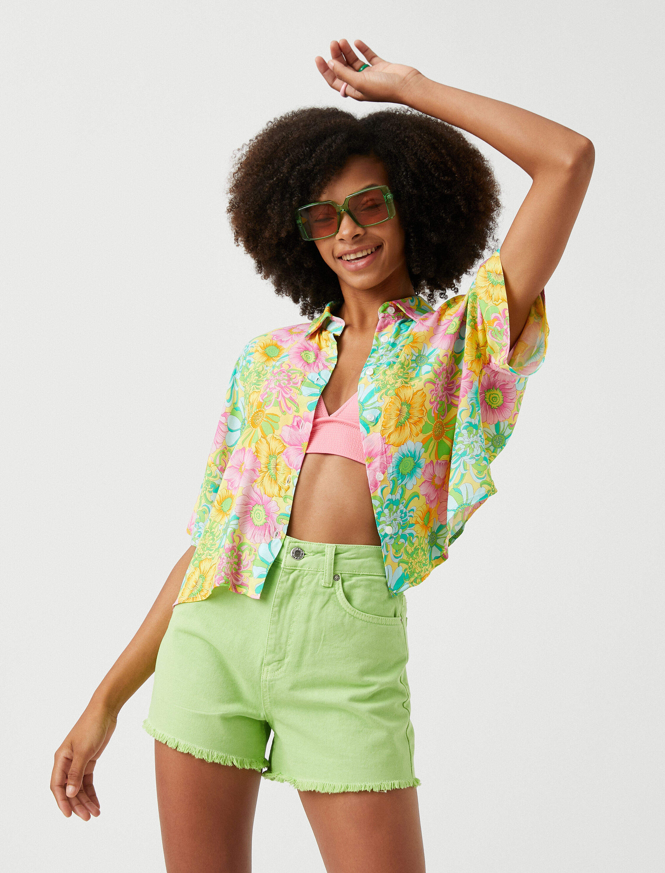   Crop Gömlek Kısa Kollu