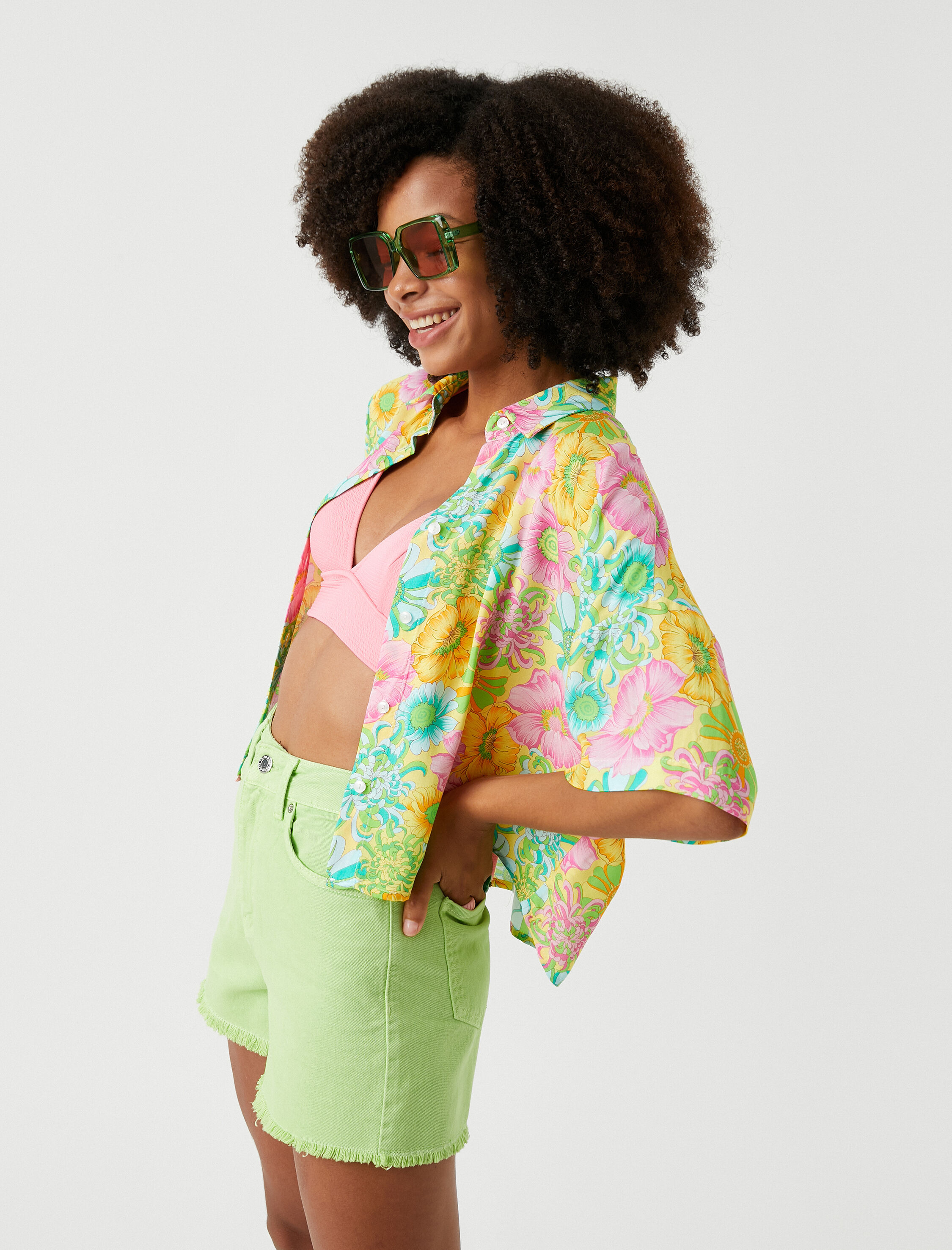   Crop Gömlek Kısa Kollu