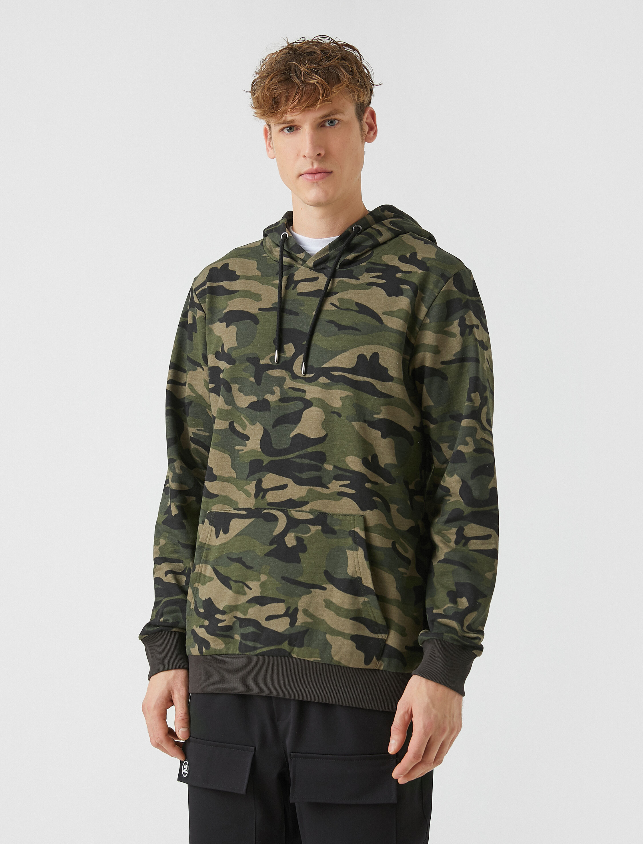   Kamuflaj Kapşonlu Sweatshirt Şardonlu