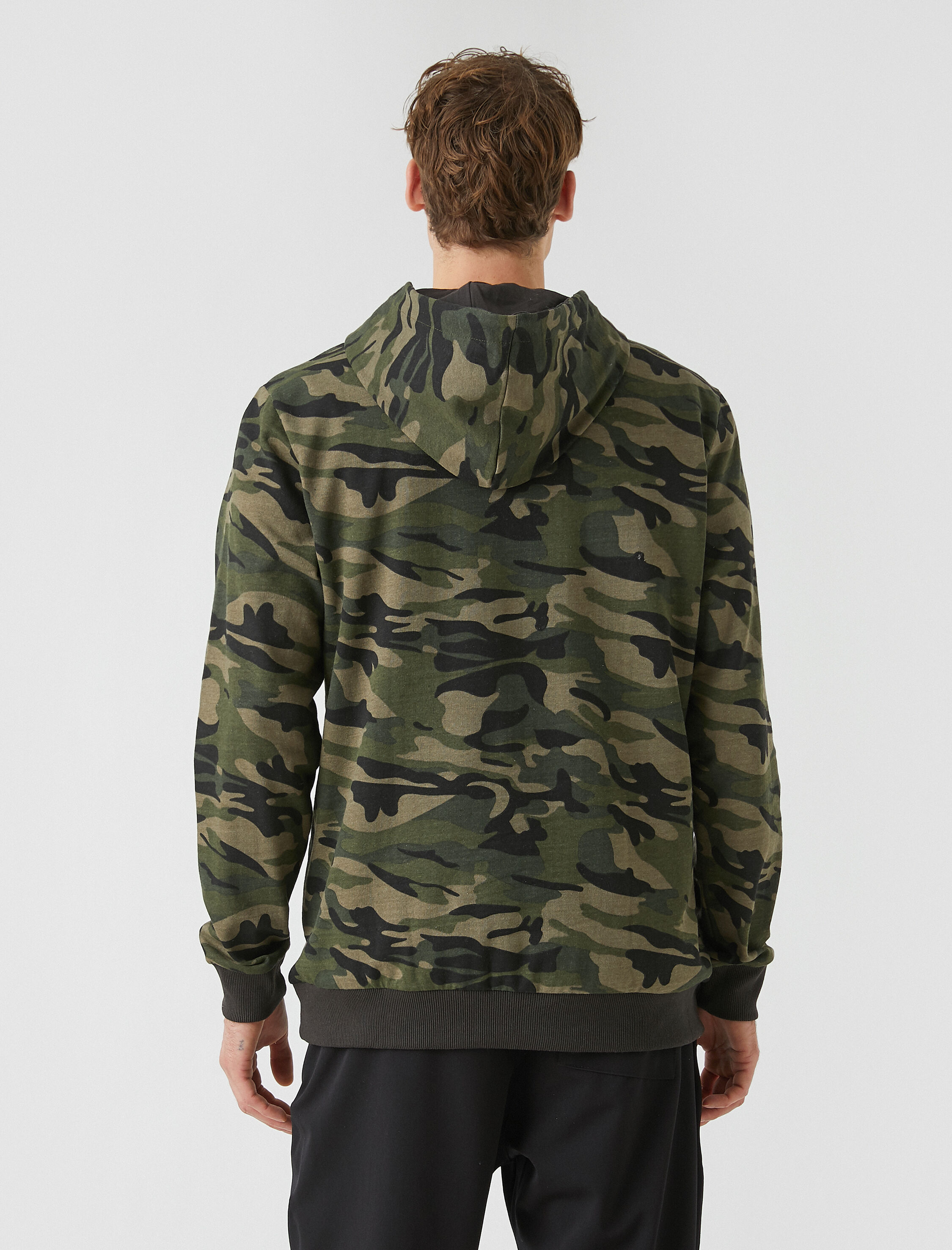   Kamuflaj Kapşonlu Sweatshirt Şardonlu