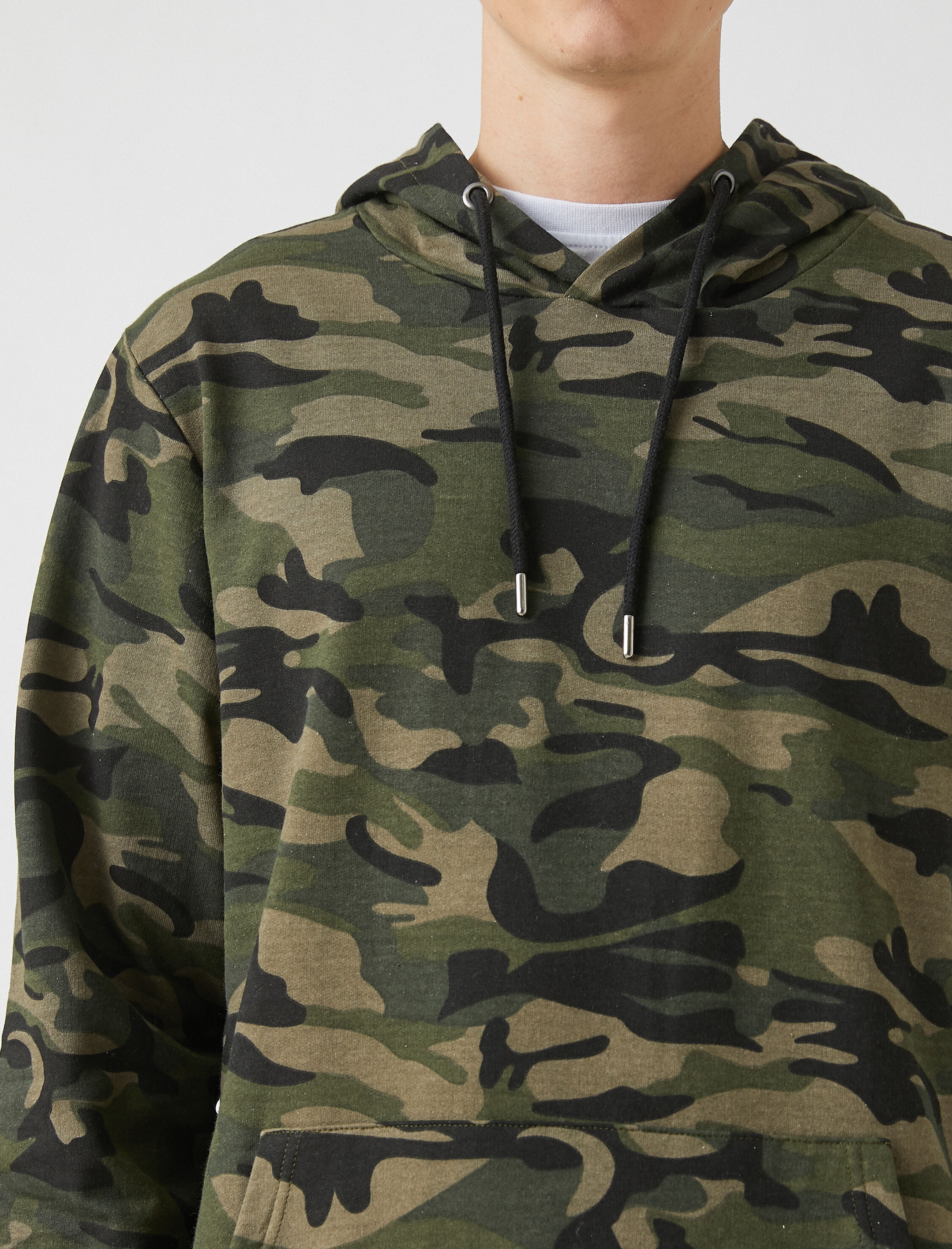   Kamuflaj Kapşonlu Sweatshirt Şardonlu