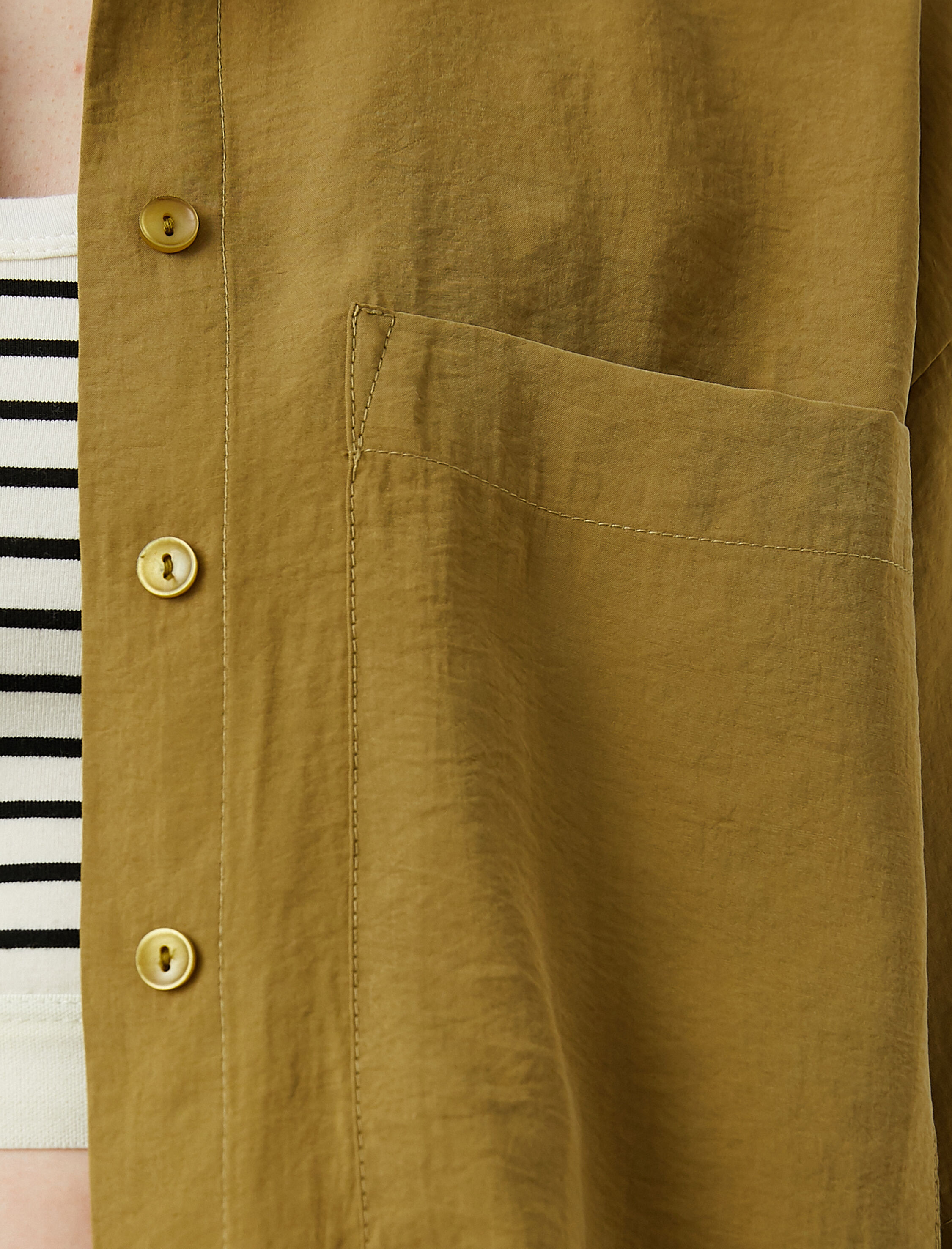   Crop Gömlek Cepli Kısa Kollu Modal Karışımlı