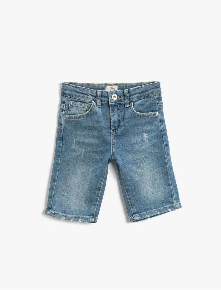 Erkek Çocuk Bermuda Kot Şort Cepli