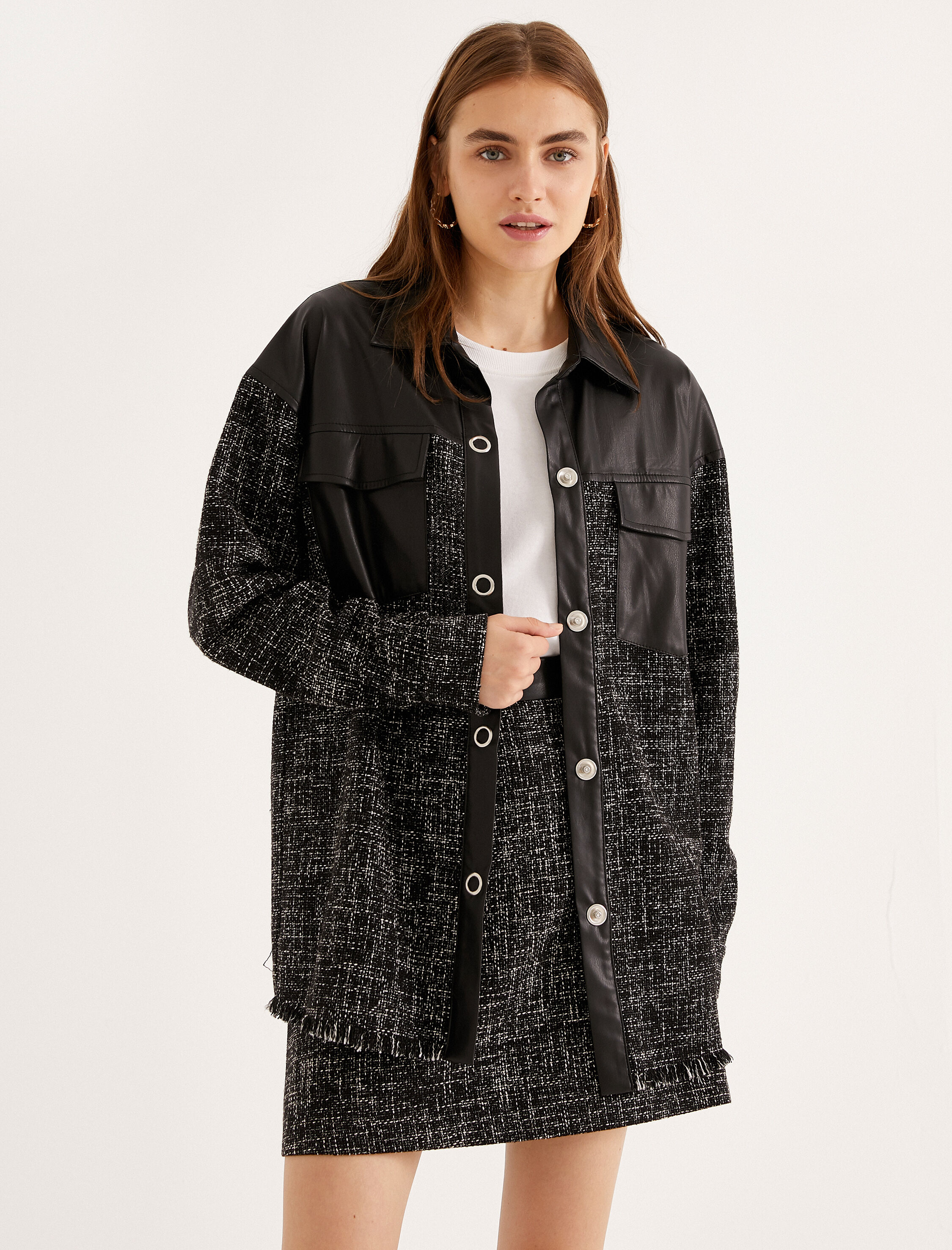   Suni Deri Tüvit Uzun Ceket