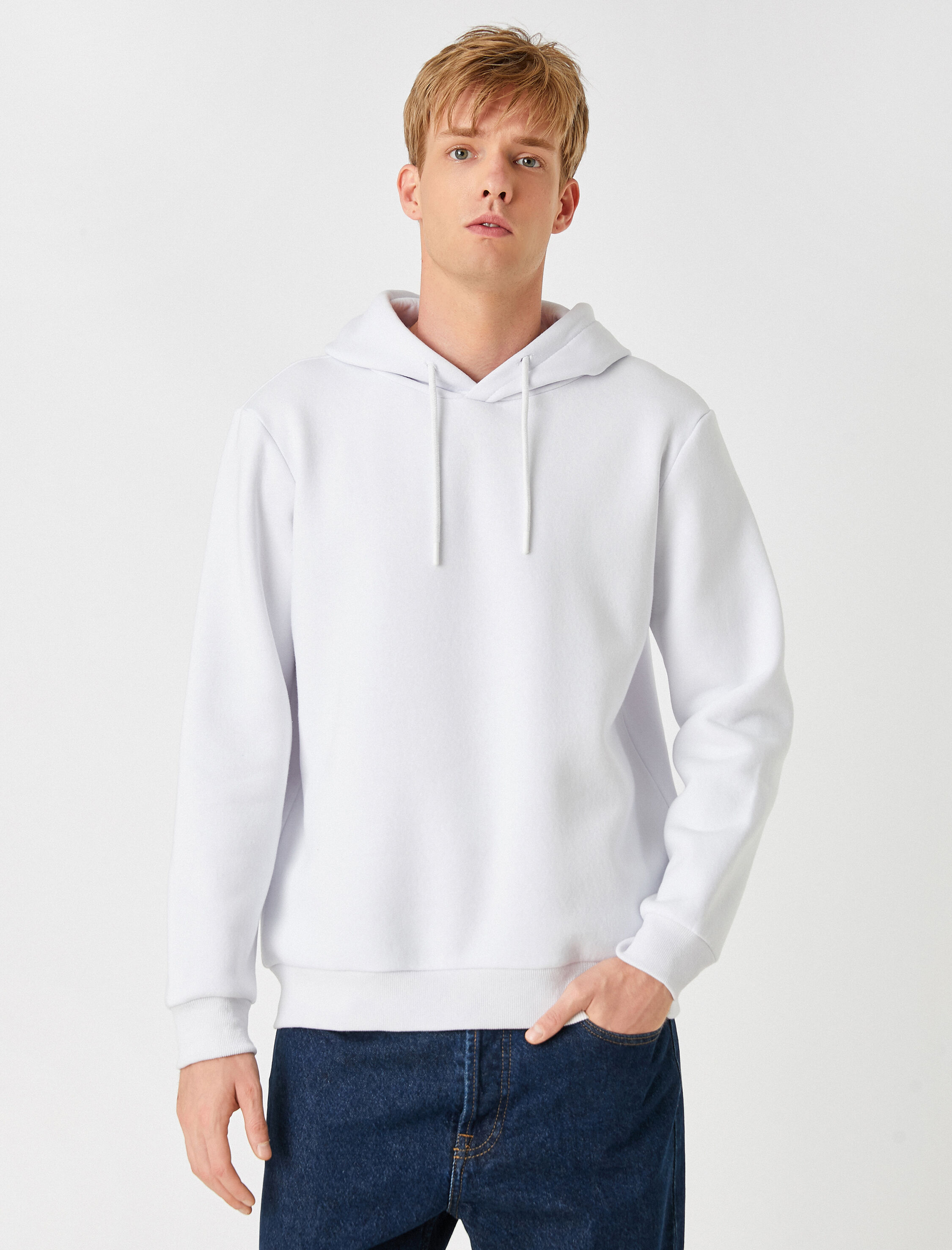   Basic Kapşonlu Sweatshirt Şardonlu