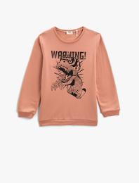 Sweatshirt Uzun Kollu Baskılı Bisiklet Yaka