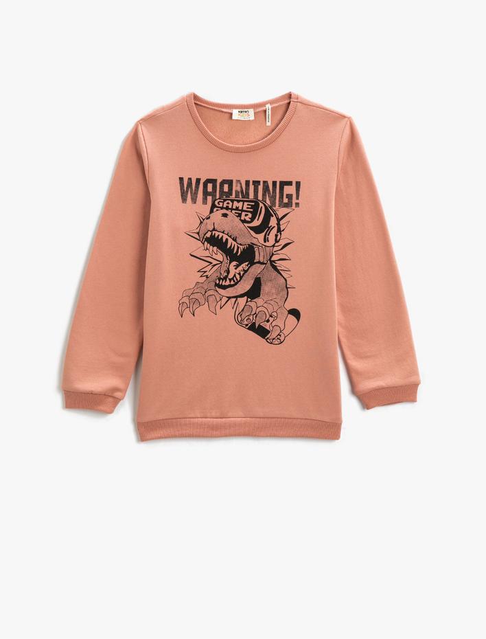 Erkek Çocuk Sweatshirt Uzun Kollu Baskılı Bisiklet Yaka