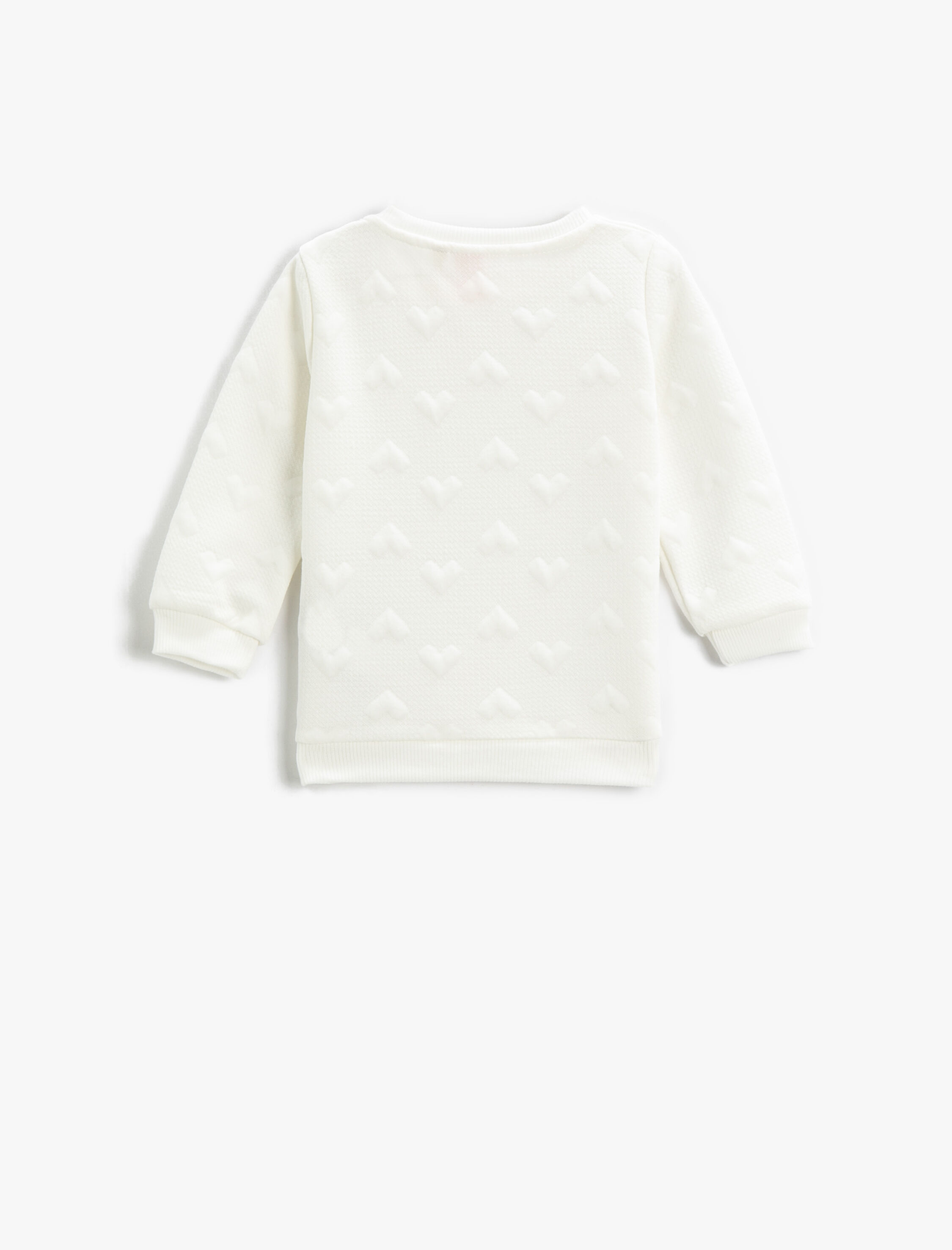  Kız Bebek Basic Dokulu Sweatshirt Bisiklet Yaka Uzun Kollu