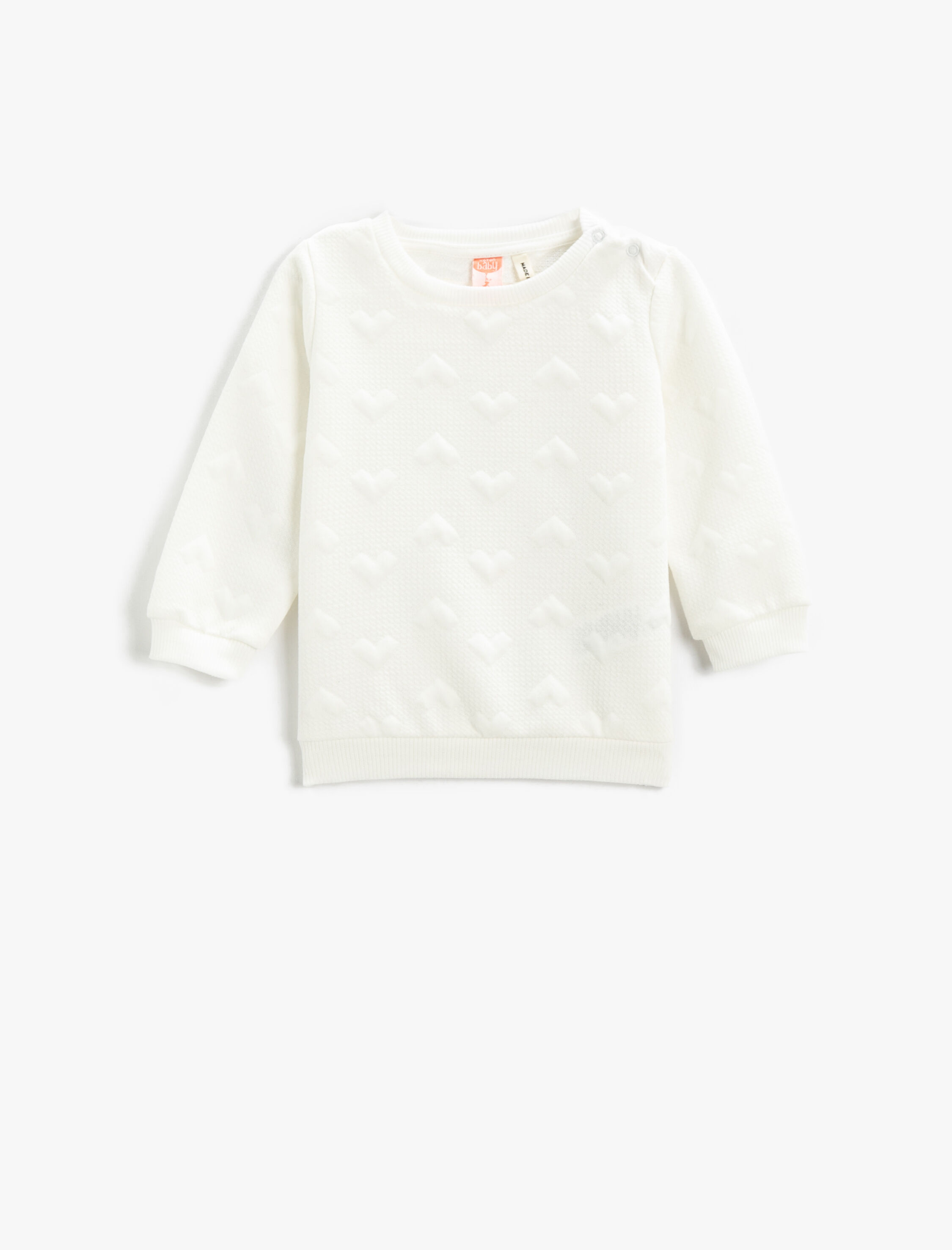  Kız Bebek Basic Dokulu Sweatshirt Bisiklet Yaka Uzun Kollu