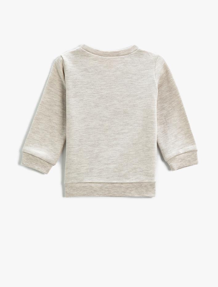 Kız Bebek Love Baskılı Sweatshirt Parıltılı Bisiklet Yaka Uzun Kollu