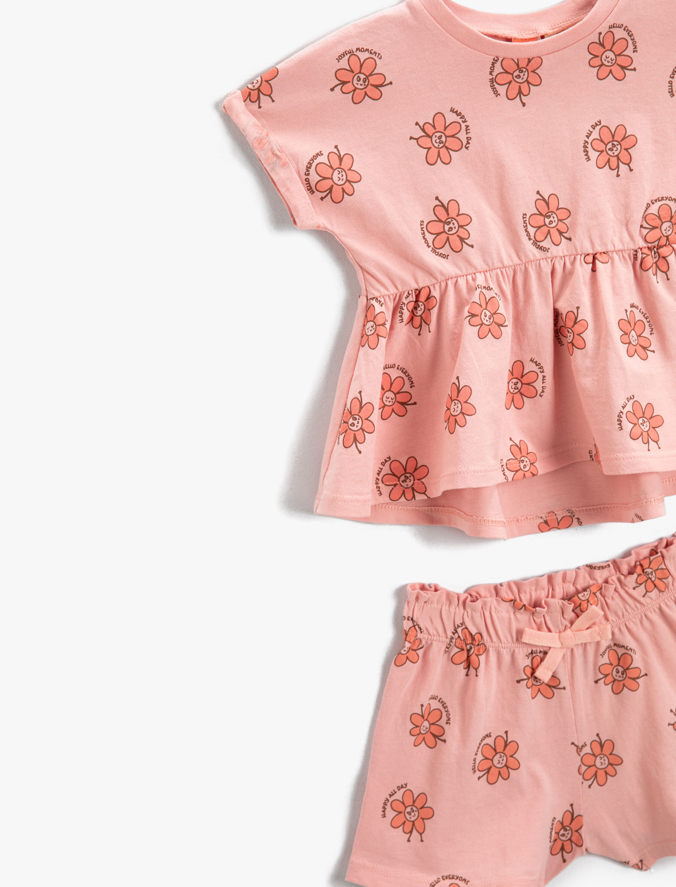 Kız Bebek Çiçek Baskılı Alt Üst Set Pamuklu