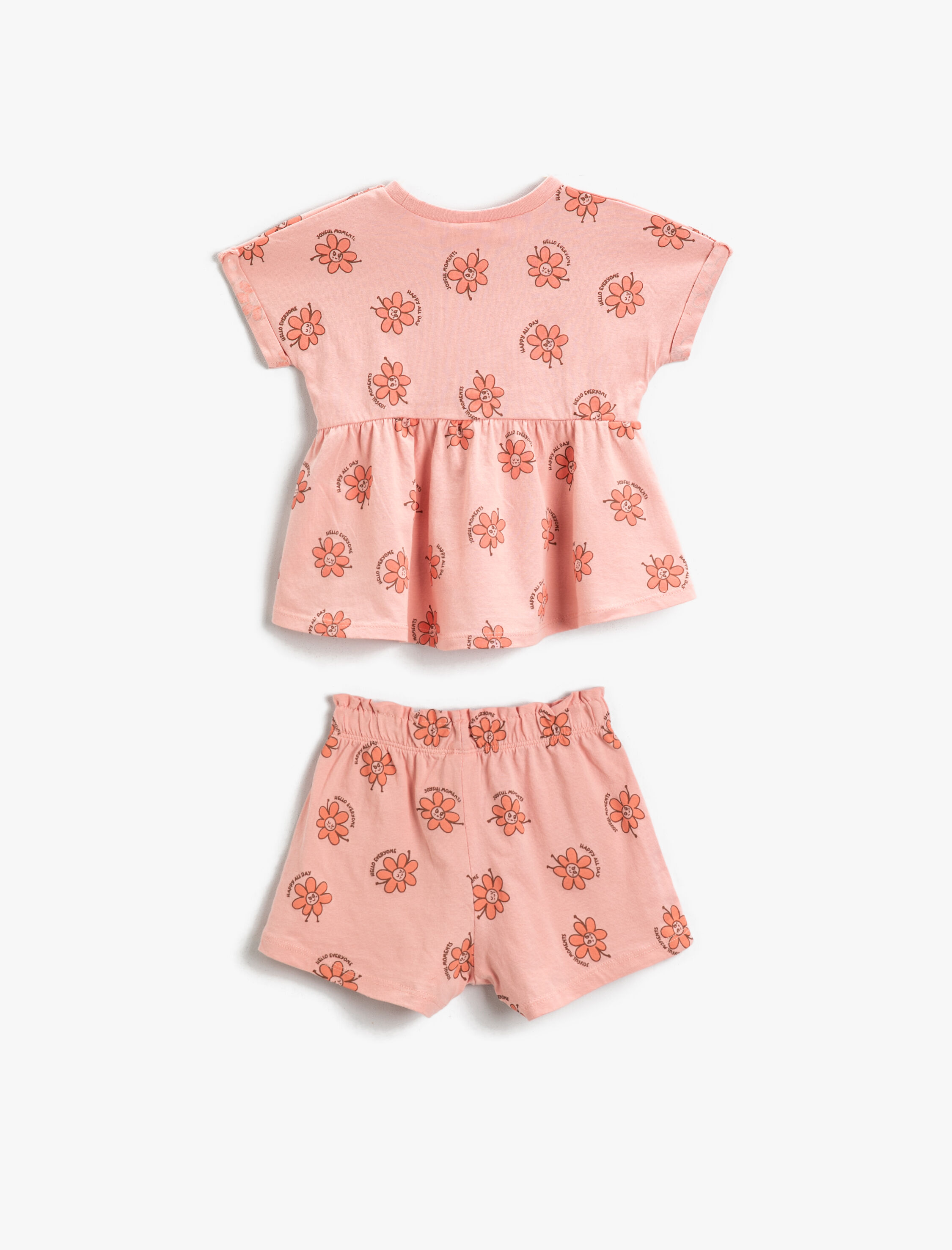 Kız Bebek Çiçek Baskılı Alt Üst Set Pamuklu