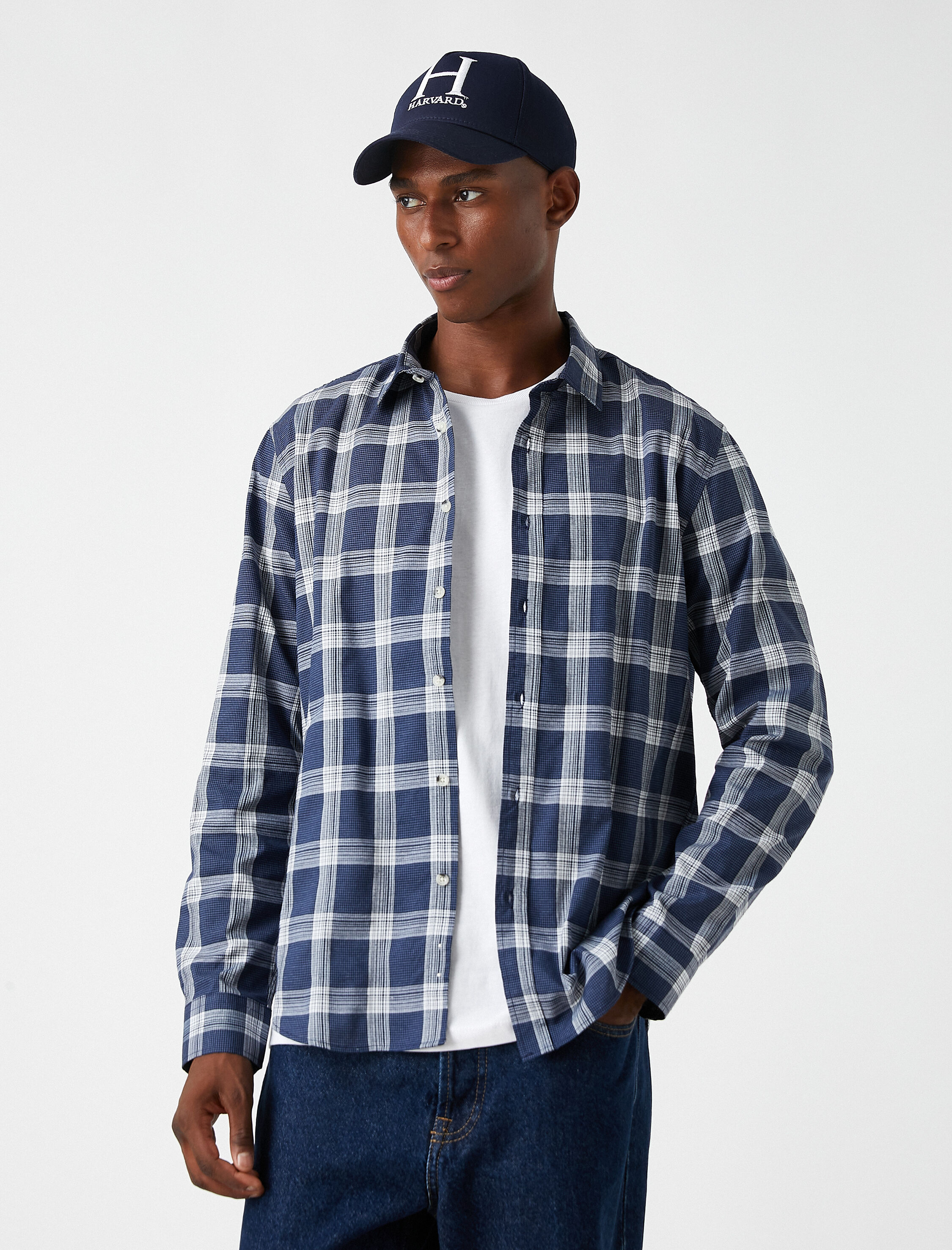   Basic Ekoseli Gömlek Klasik Yaka Non Iron