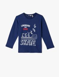 Uzun Kollu Tişört Baskılı Pamuklu