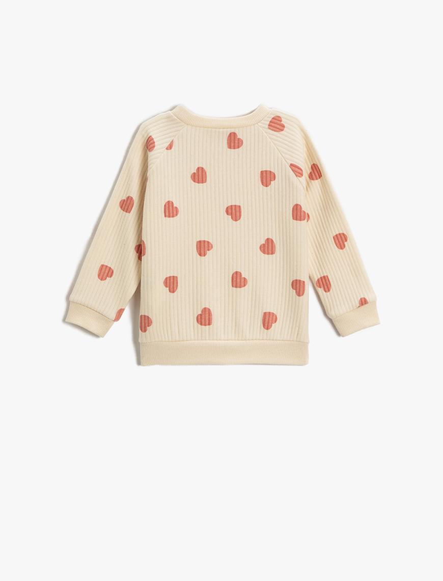 Kız Bebek Ribanalı Kalp Desenli Sweatshirt