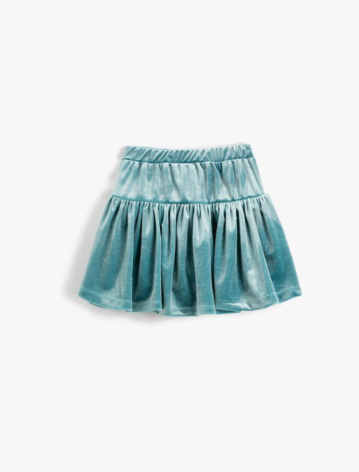 Kız Bebek Kadife Şort Etek Parıltı Detaylı