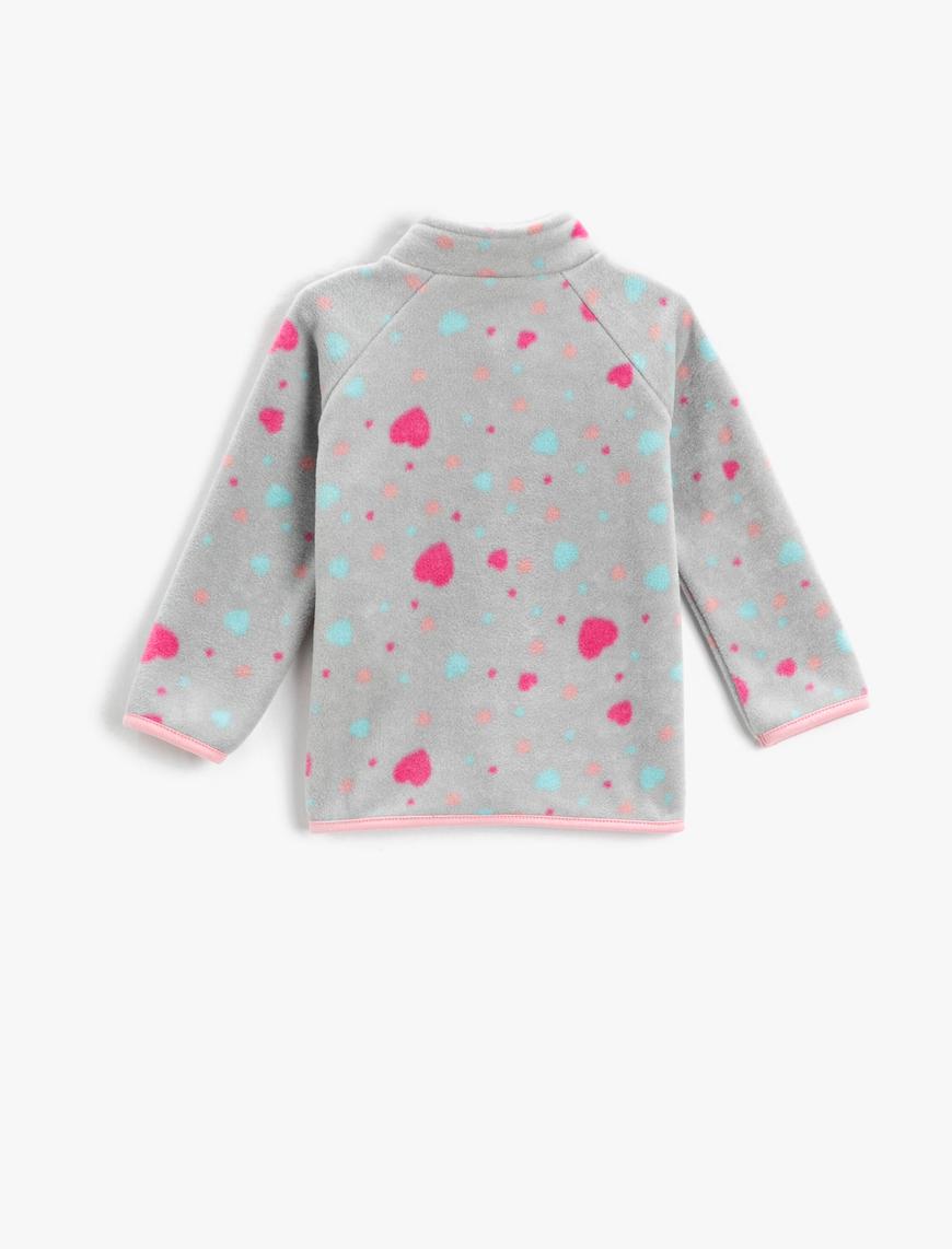  Kız Bebek Peluş Hırka Dik Yaka Fermuarlı