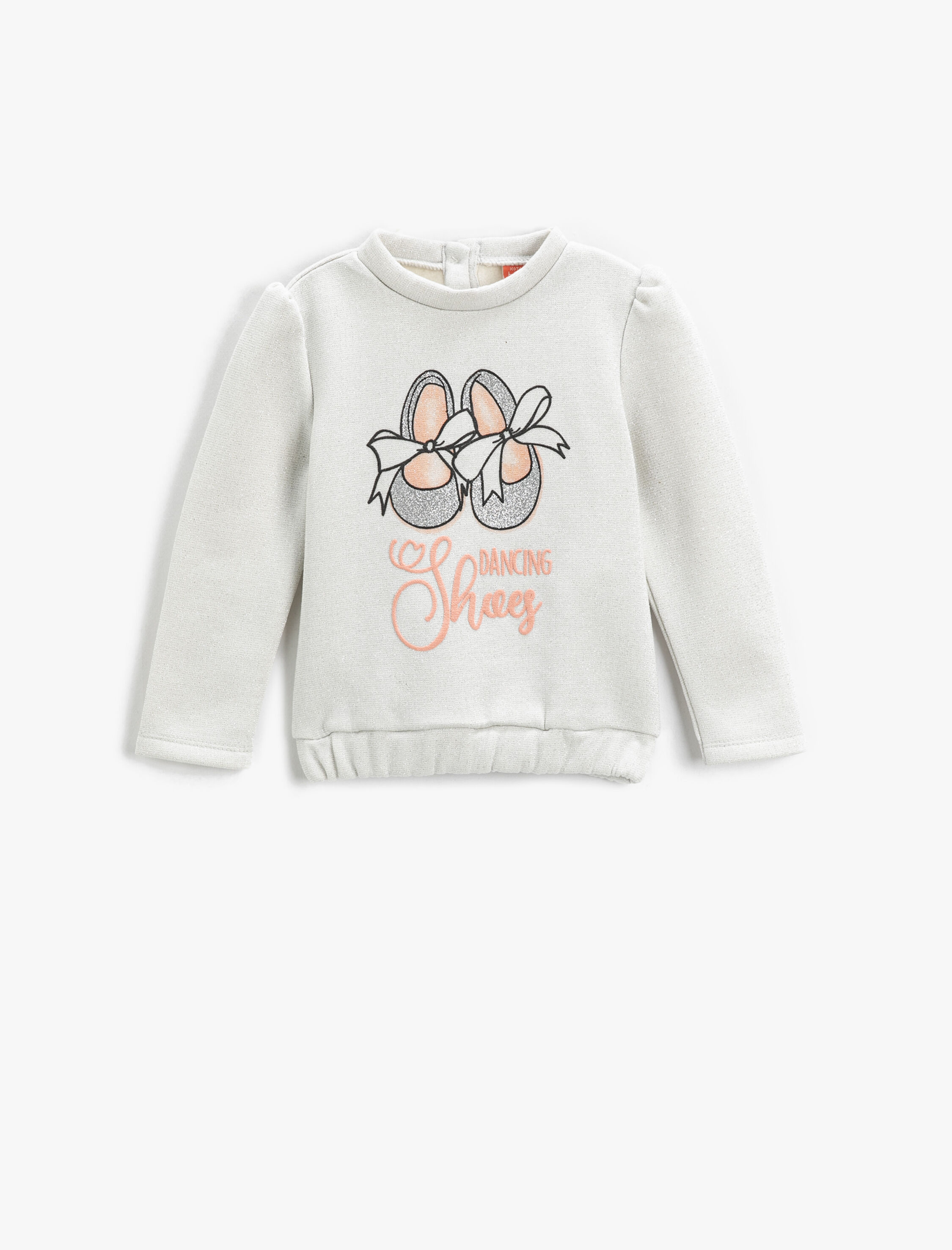  Kız Bebek Yakası Çıtçıt Kapamalı Sweatshirt Baskılı Beli Lastikli