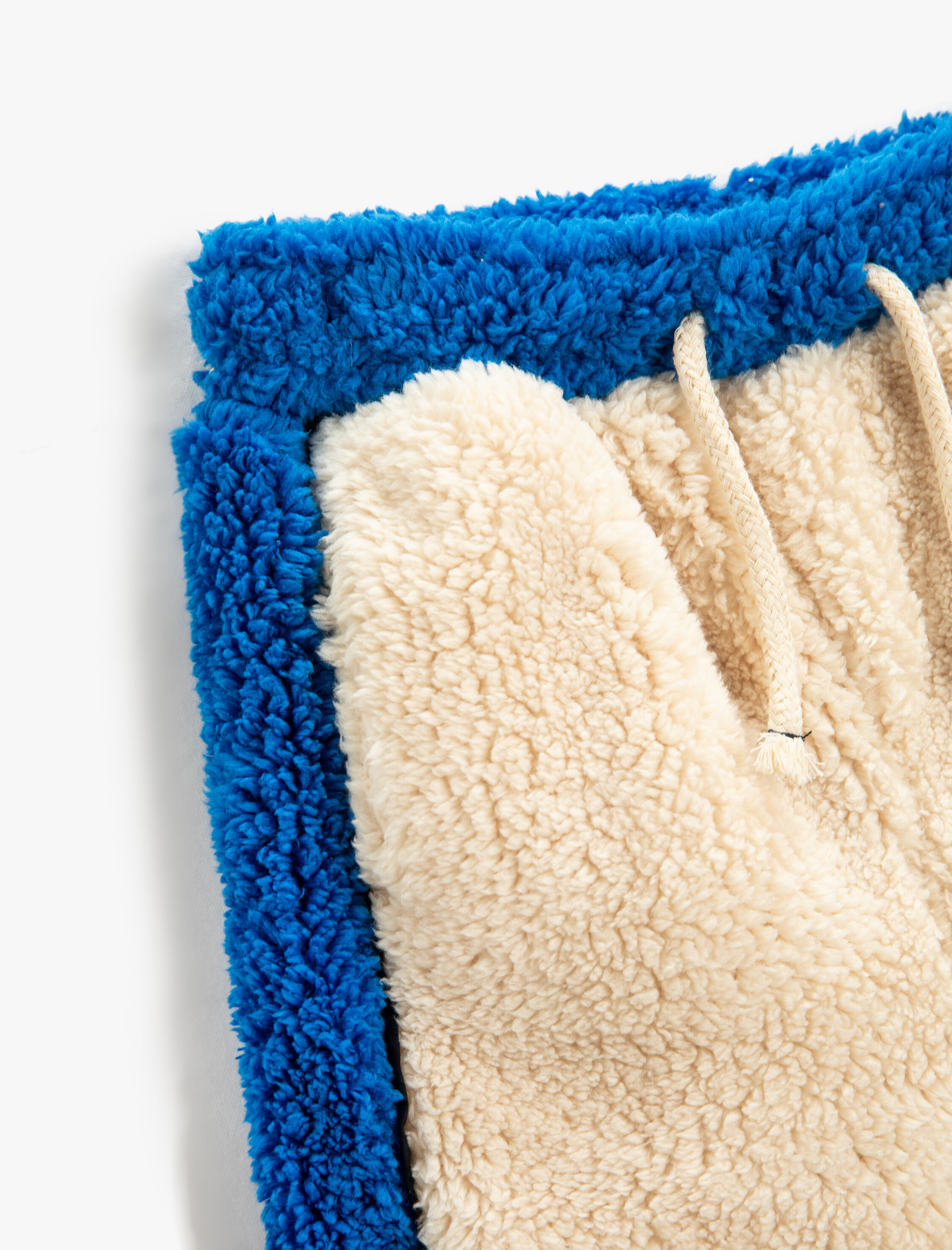  Erkek Bebek Peluş Eşofman Altı Renk Kontrastlı Beli Bağlamalı Fileto Cepli