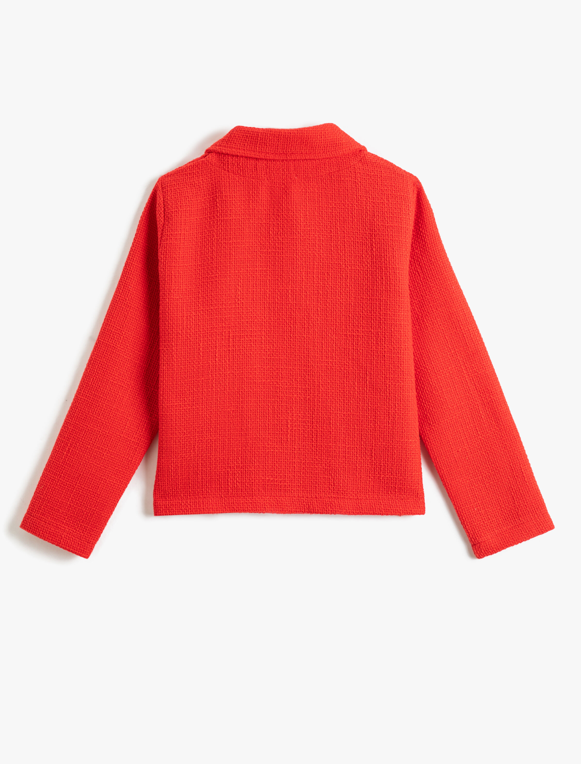  Kız Çocuk Tüvit Ceket Cepli Yakalı Çiçekli Düğme Kapamalı