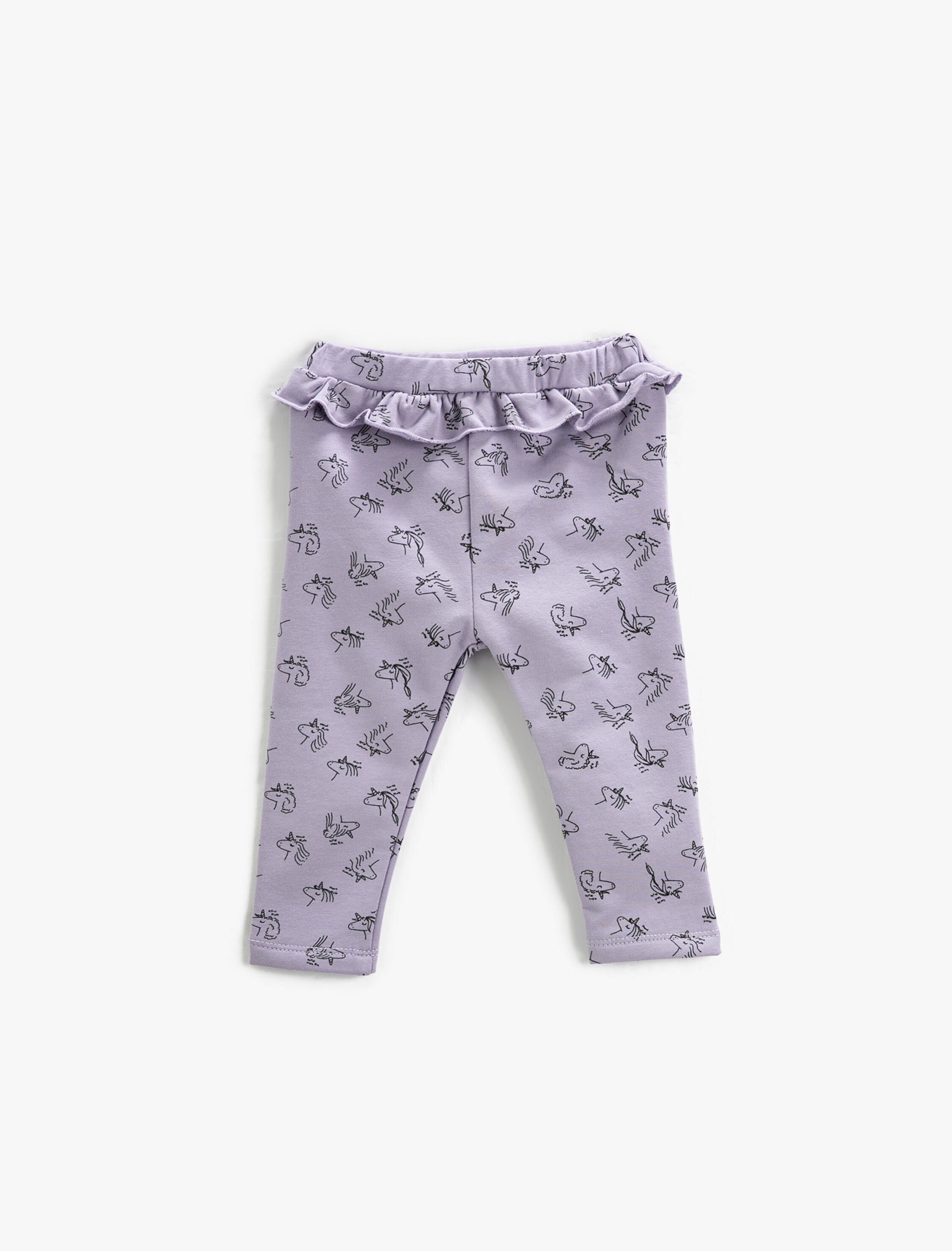  Kız Bebek Tayt Fırfırlı Unicorn Baskılı Beli Lastikli