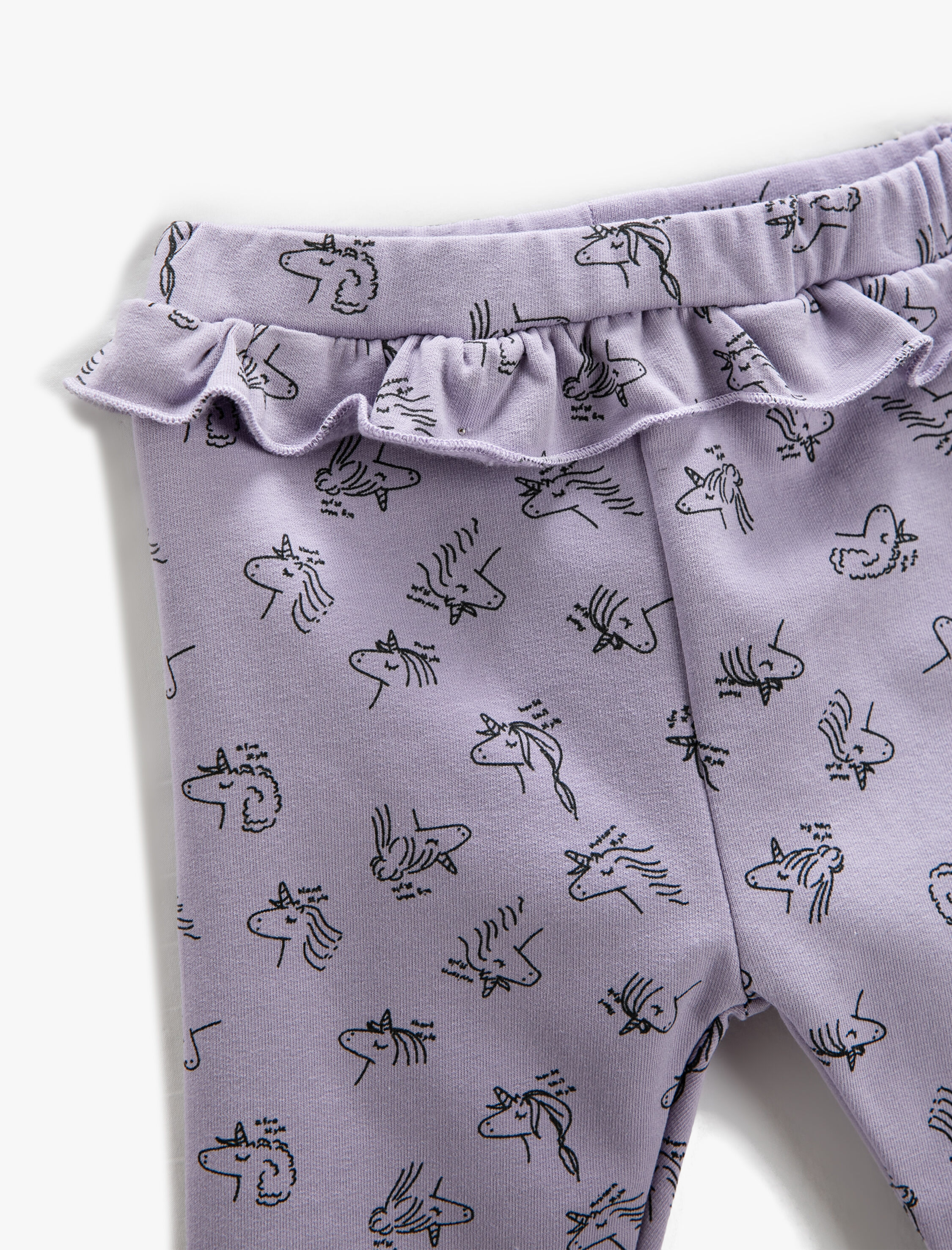  Kız Bebek Tayt Fırfırlı Unicorn Baskılı Beli Lastikli