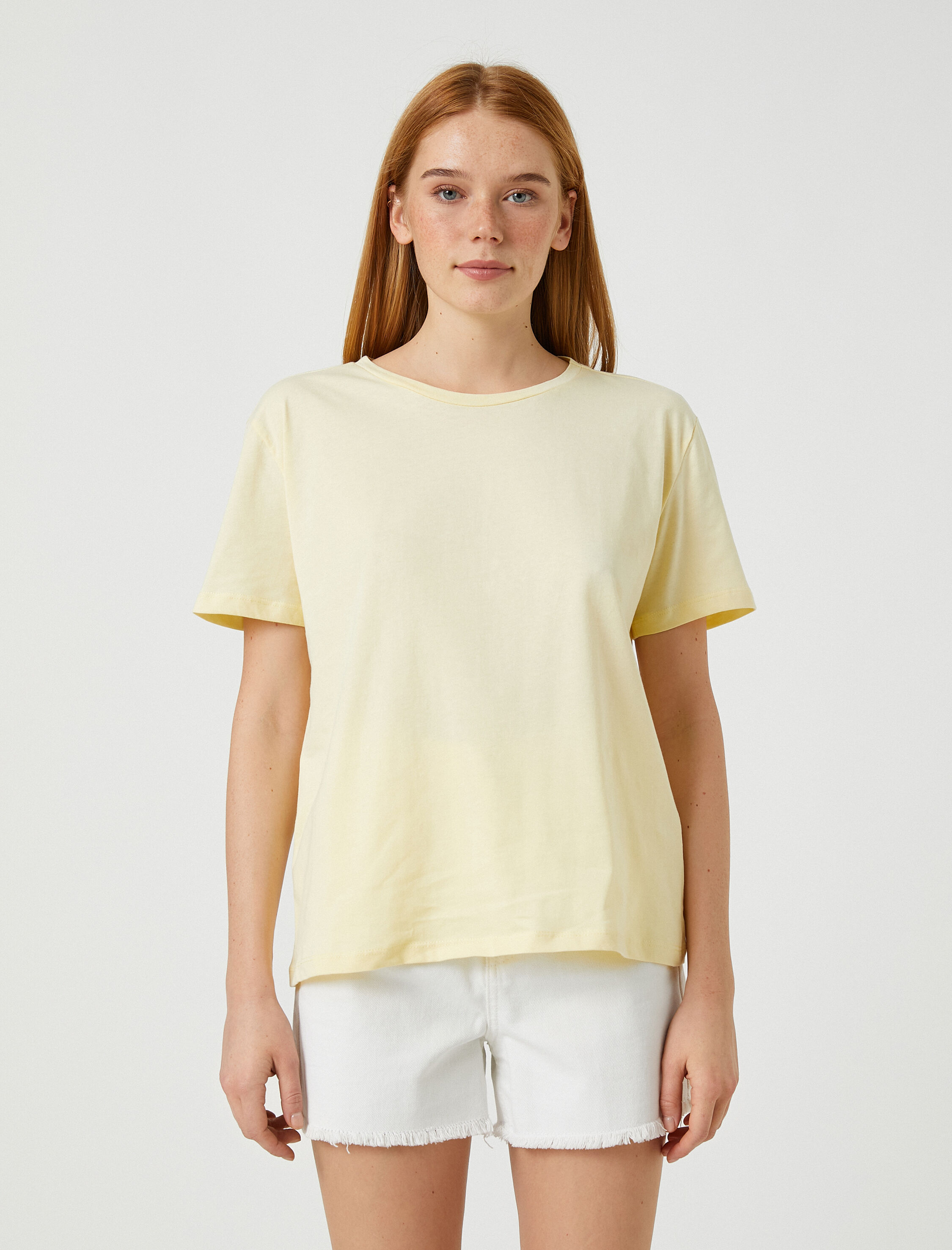   Basic Tişört Pamuklu Bisiklet Yaka Kısa Kollu