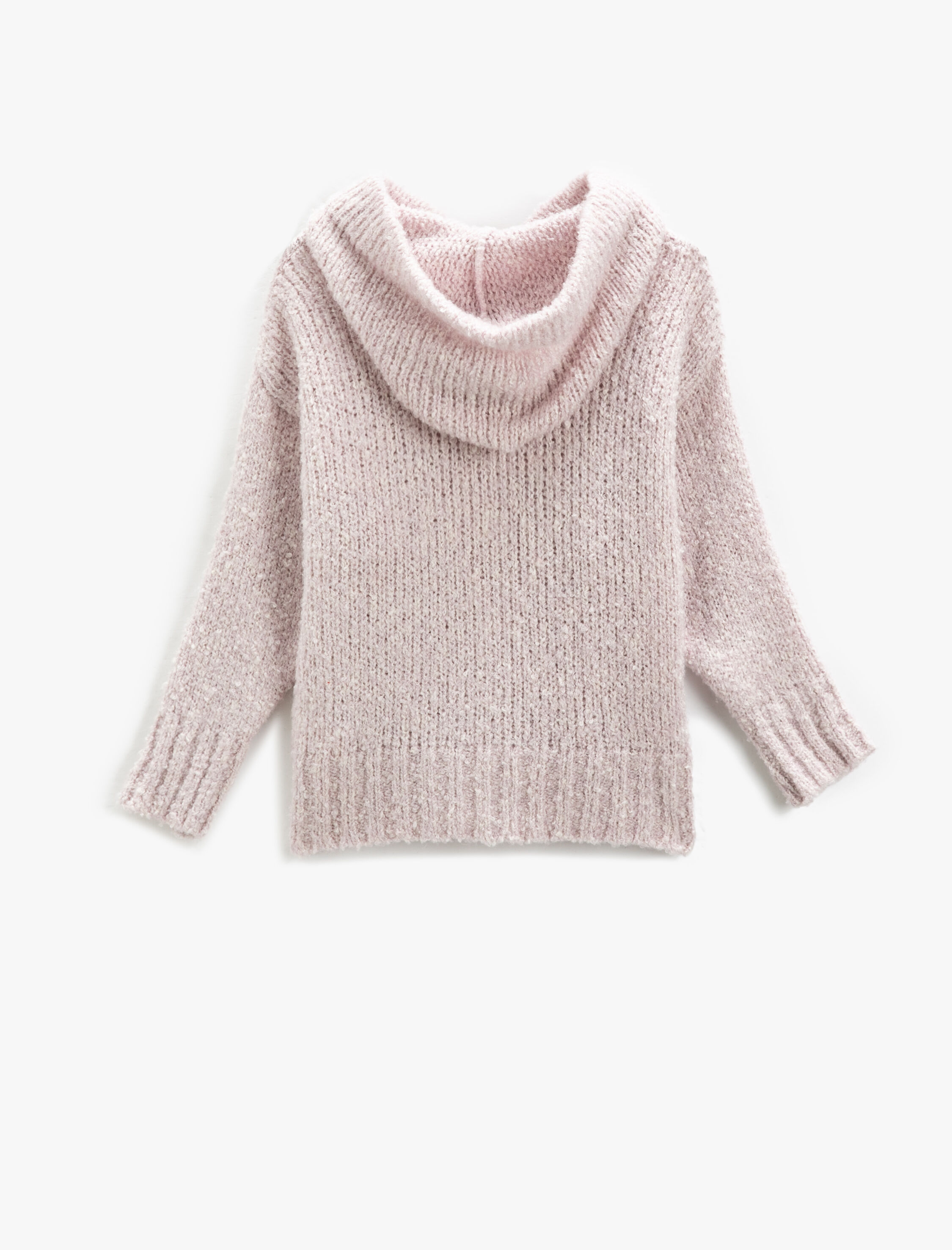 Kız Çocuk Kapşonlu Örgü Kazak Basic Yumuşak Dokulu Uzun Kollu