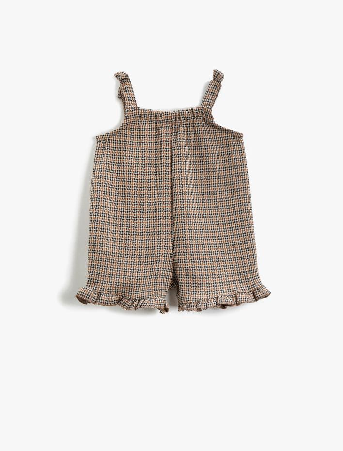 Kız Bebek Tulum Askılı Fırfırlı Cep Detaylı